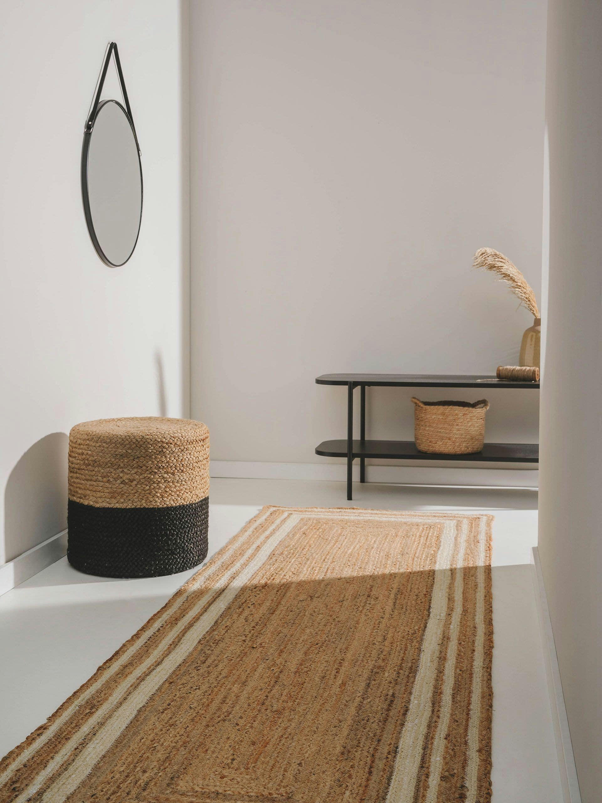 JUTTA - Tapis de jute blanc 80x250