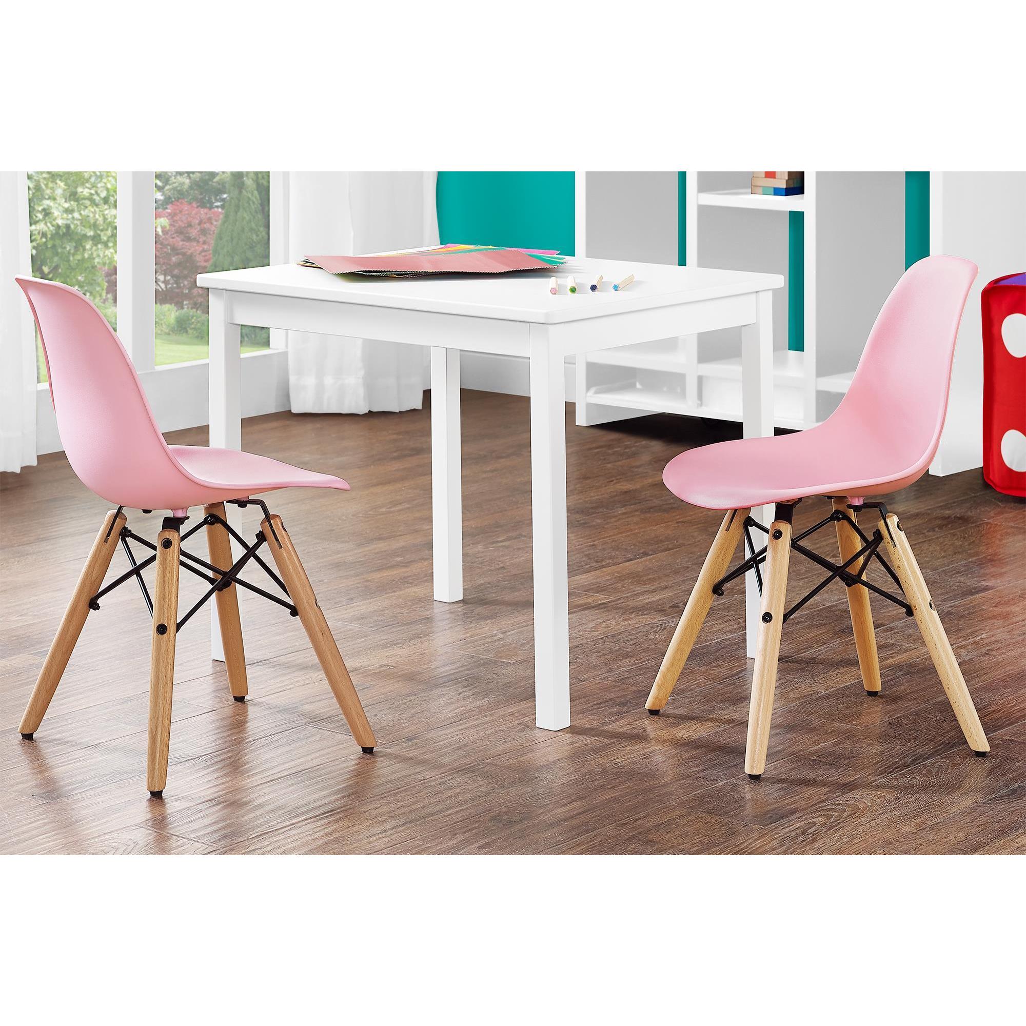 DHP Kids Pink Molded Chair with Wood Leg