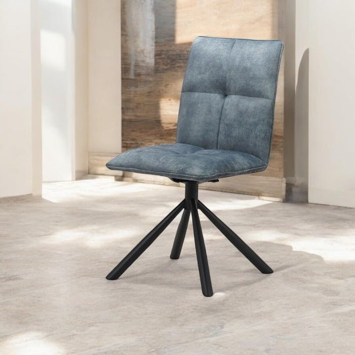 Chaise rotative tissu bleu pétrole (lot de 2) IENA
