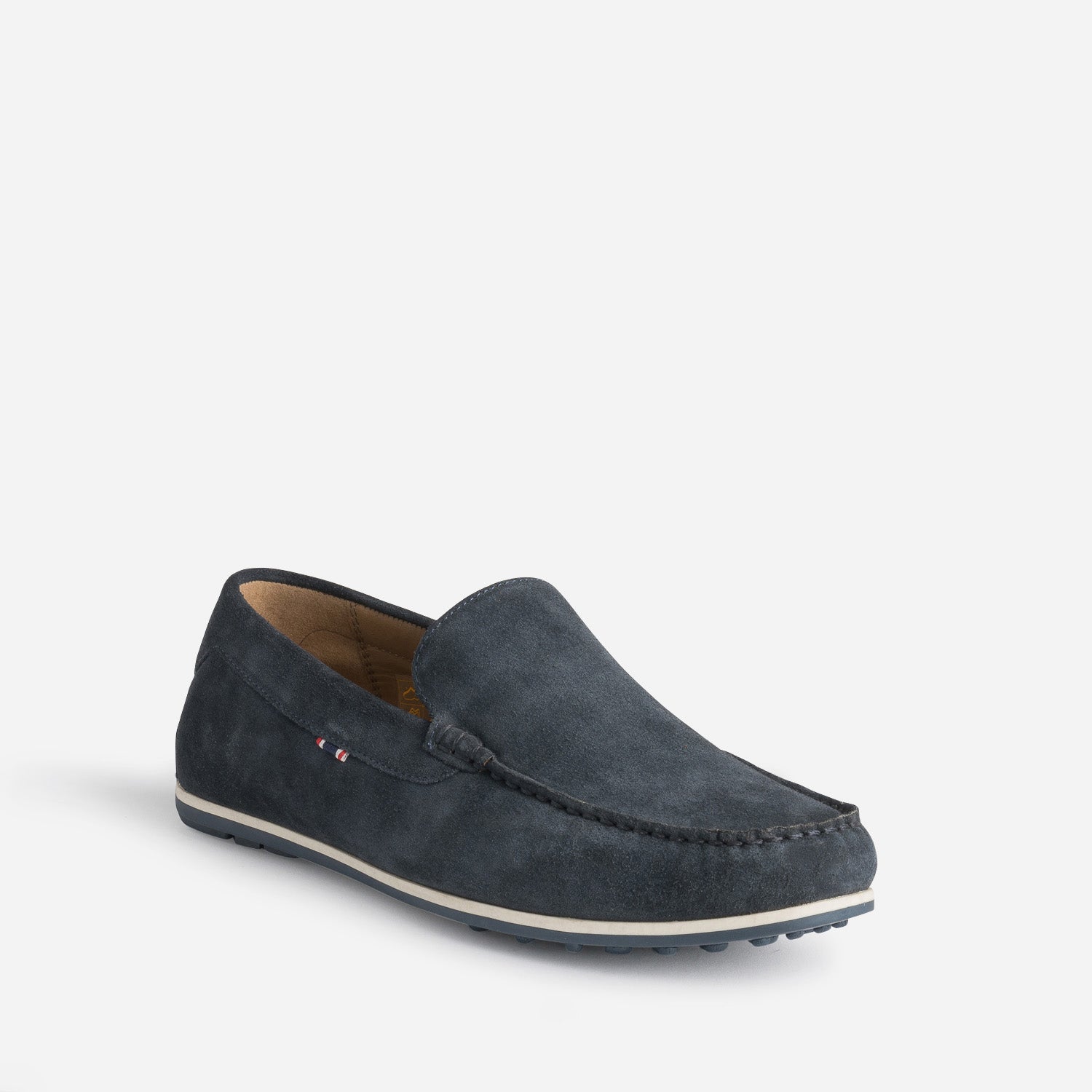 Mocassin marine en cuir velours