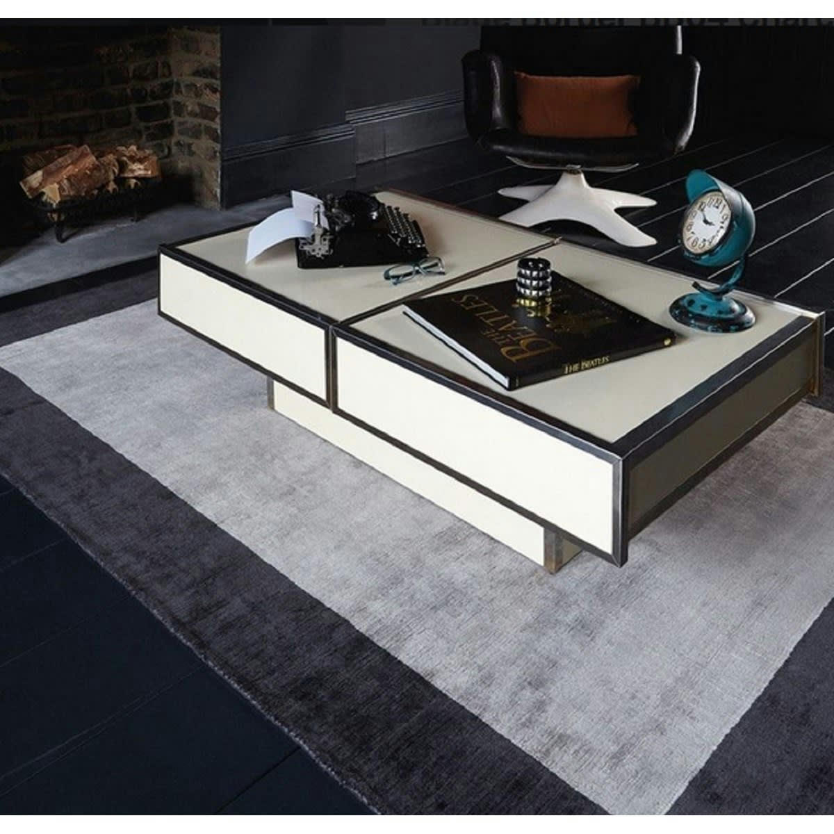 LAME - Tapis à bordures en Viscose Argent 120x170 cm