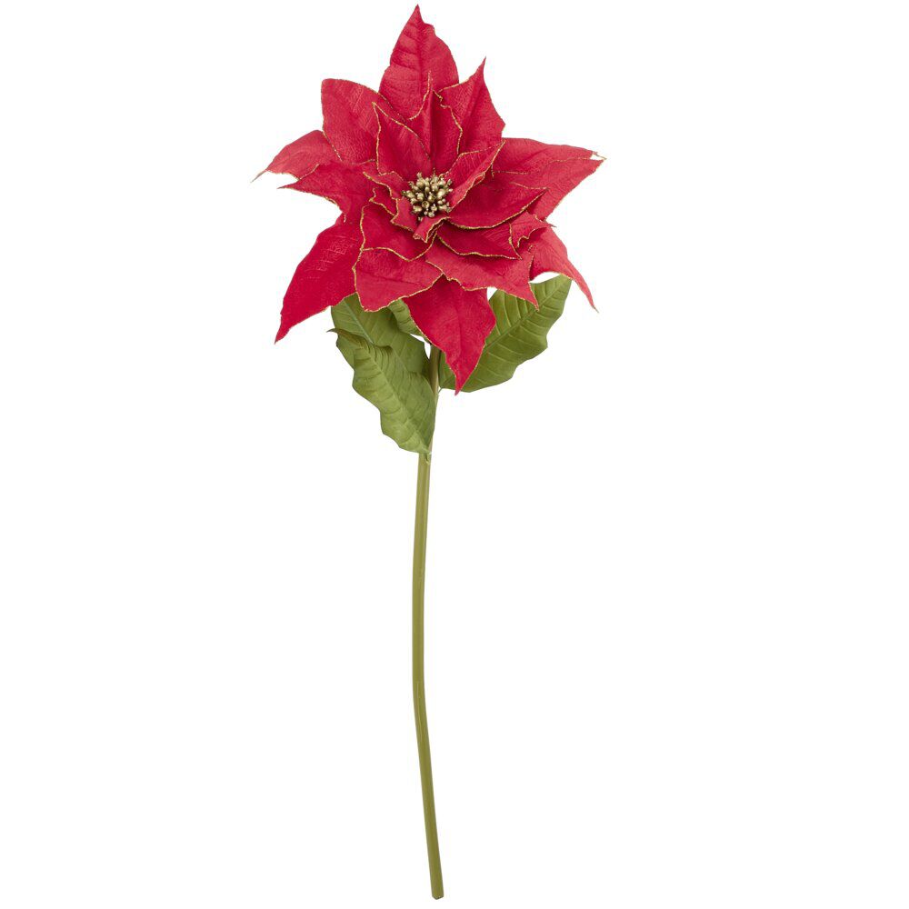 Fleur de No&euml;l artificielle XL poinsettia pailletée rouge H150cm