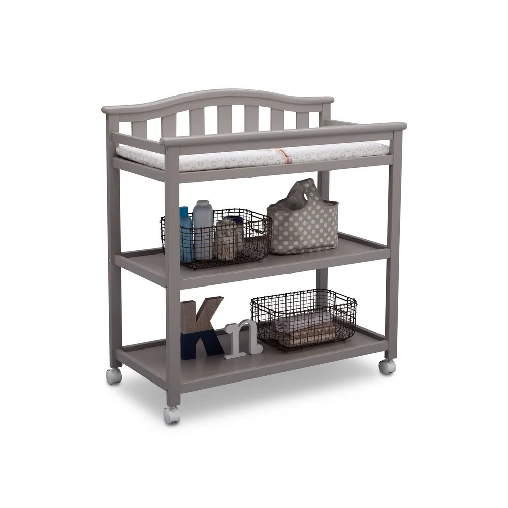 Delta Children Bell Top Changing Table with Casters, Grey