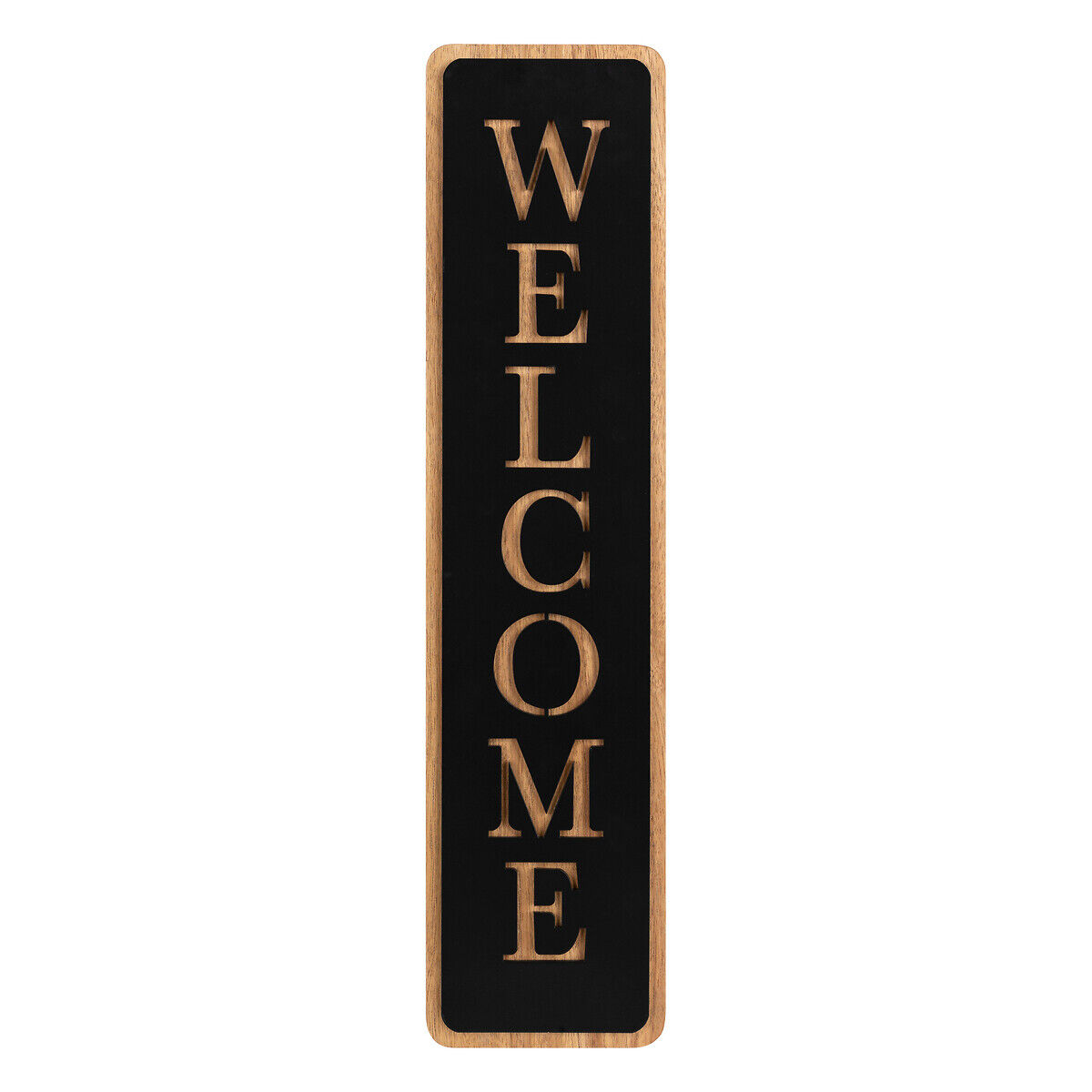 Placa decorativa welcome em mdf preta