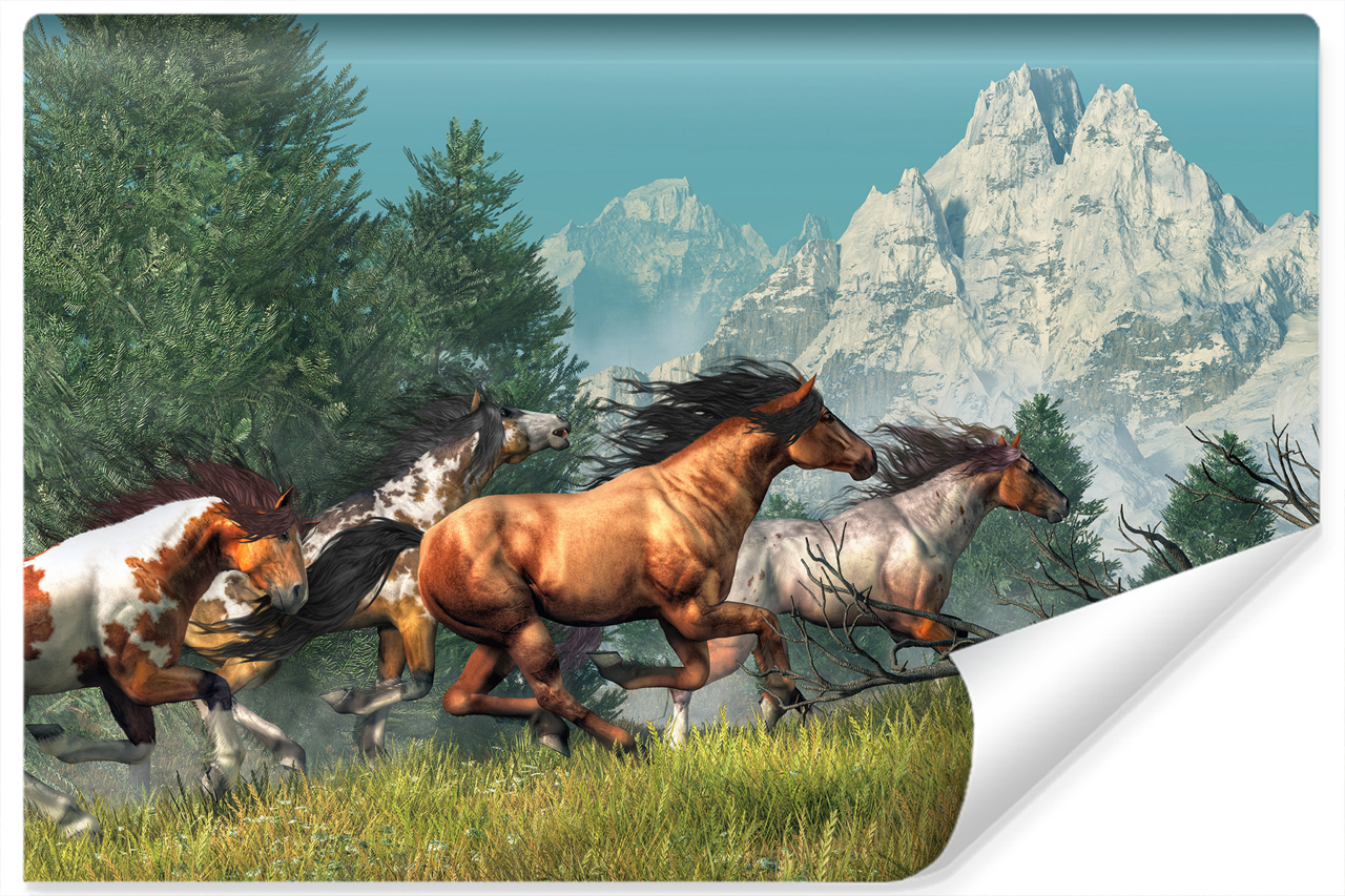 Fototapeta Galopujące KONIE Mustangi 3D 90x60cm