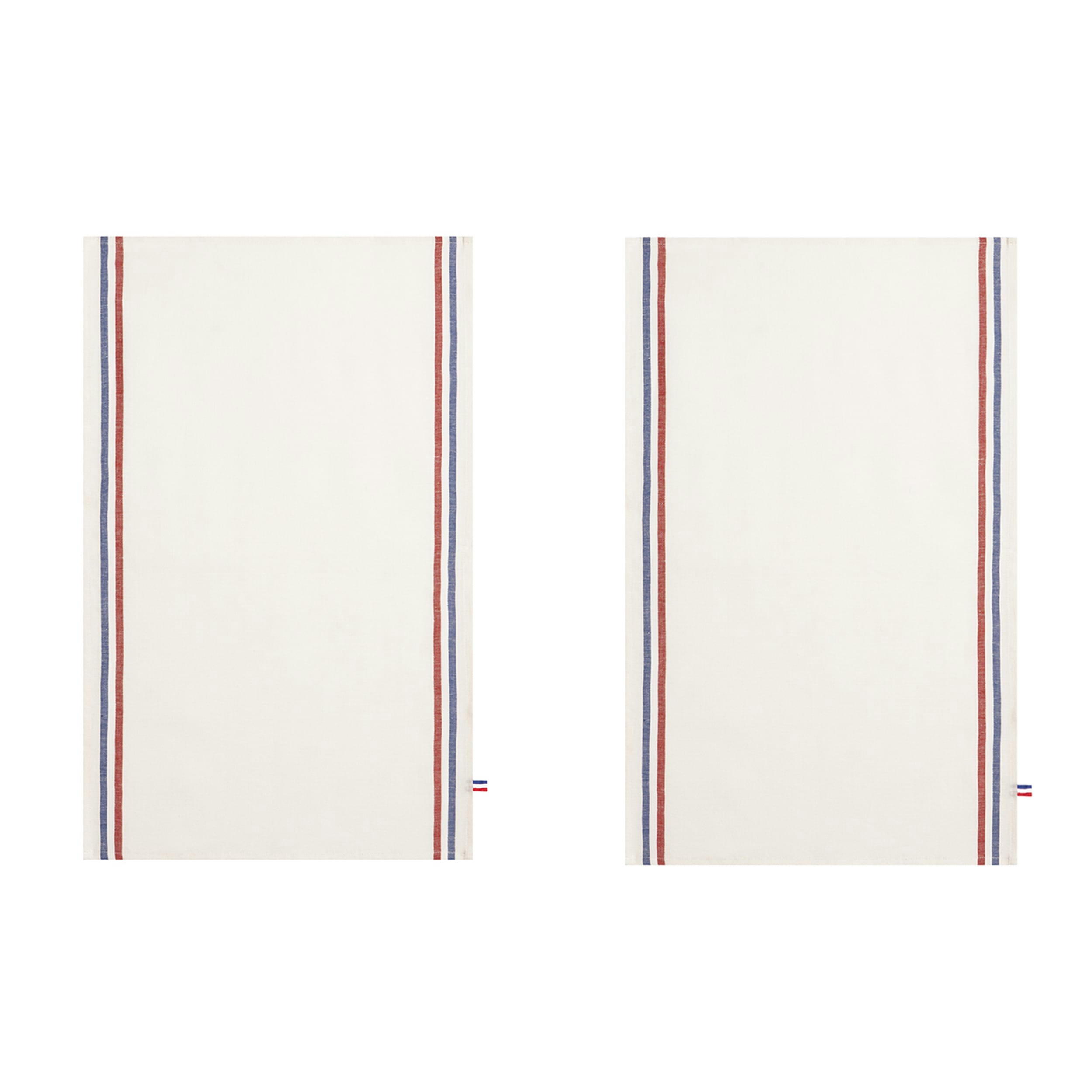 TRICOLORE - Lot de 2 torchons en pur lin en blanc 65x43