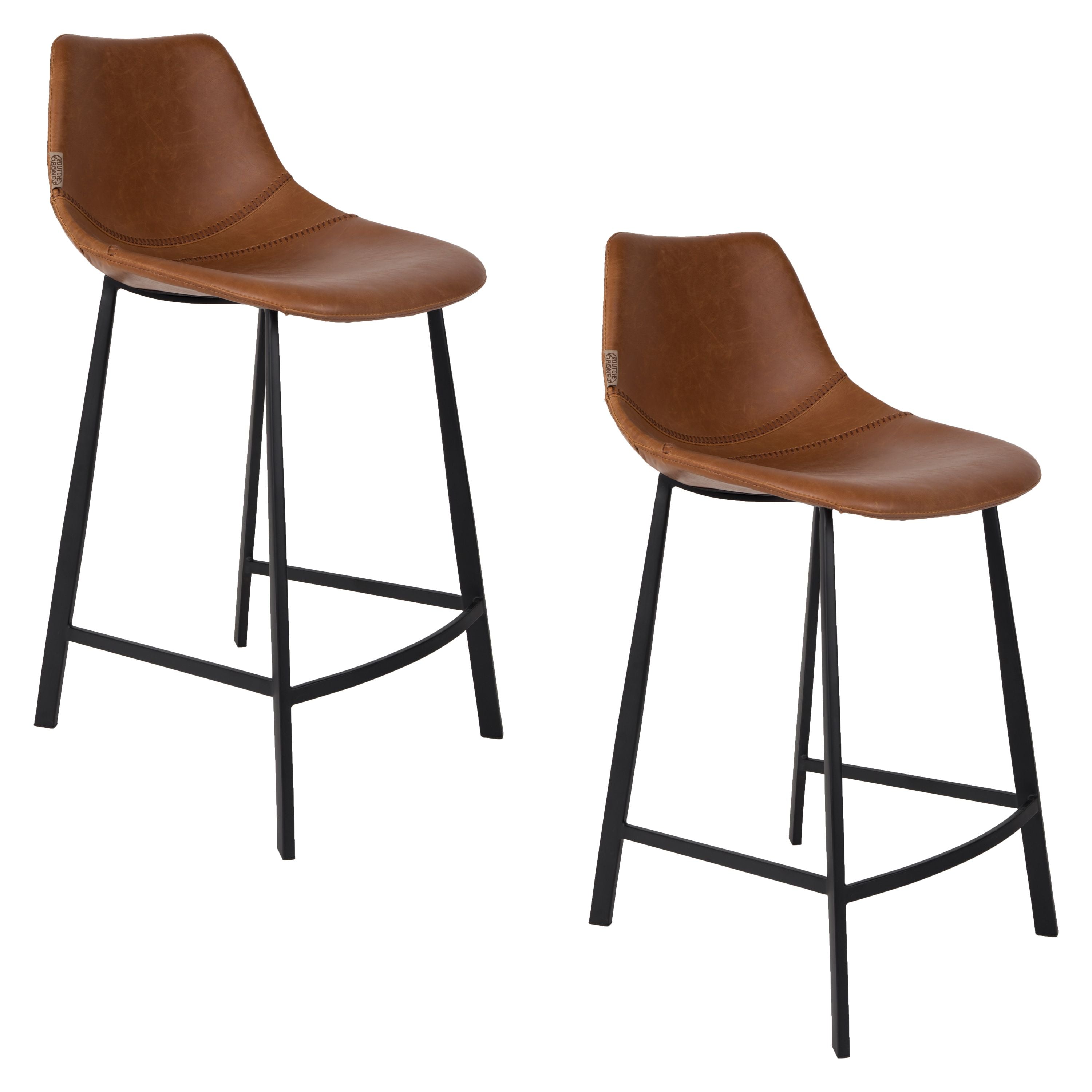 Dutchbone Franky Barkrukken rugleuning 65 cm Bruin - Set van 2