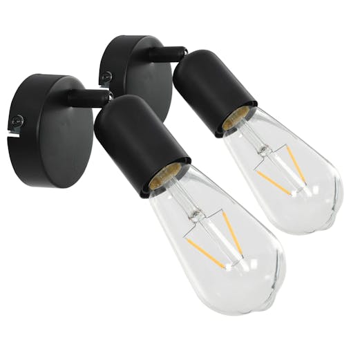 NNEVL Spot Lights 2 pcs with Filament Bulbs 2 W Black E27