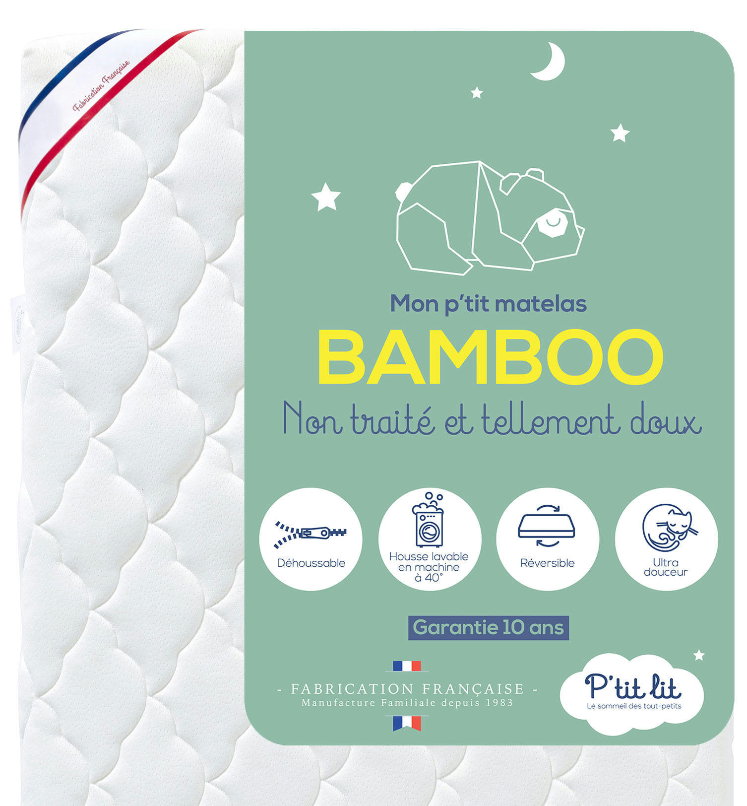 BAMBOO - Matelas bébé housse en viscose douce 60x120