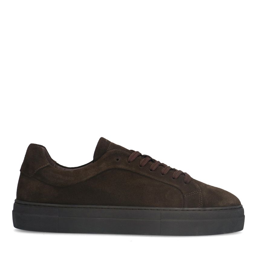 Manfield Donker bruine suède sneakers