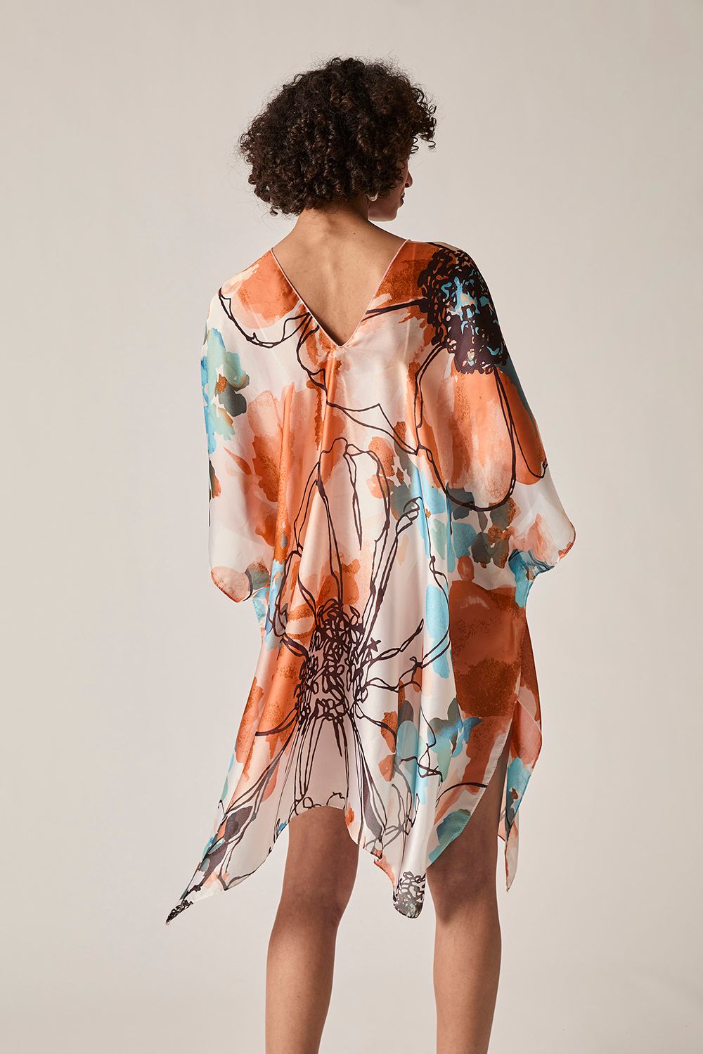 James Lakeland Orange Floral Sketch Kaftan