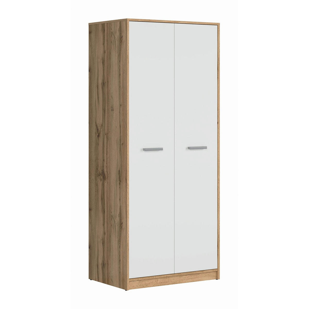 - Armoire 2 portes stratifiés blanc et naturel