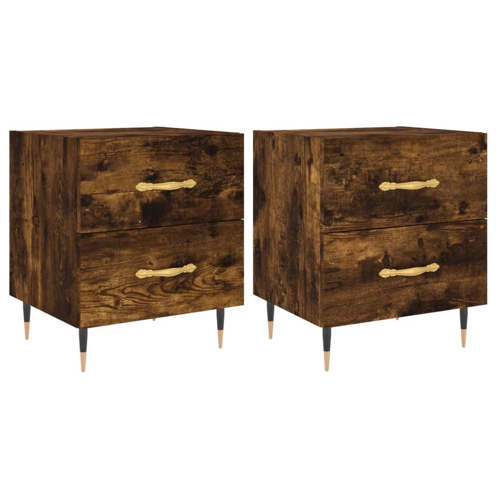 2x Szafka Nocna Stolik Komoda Brązowa z Szufladą Do Sypialni 40x35x47,5 cm