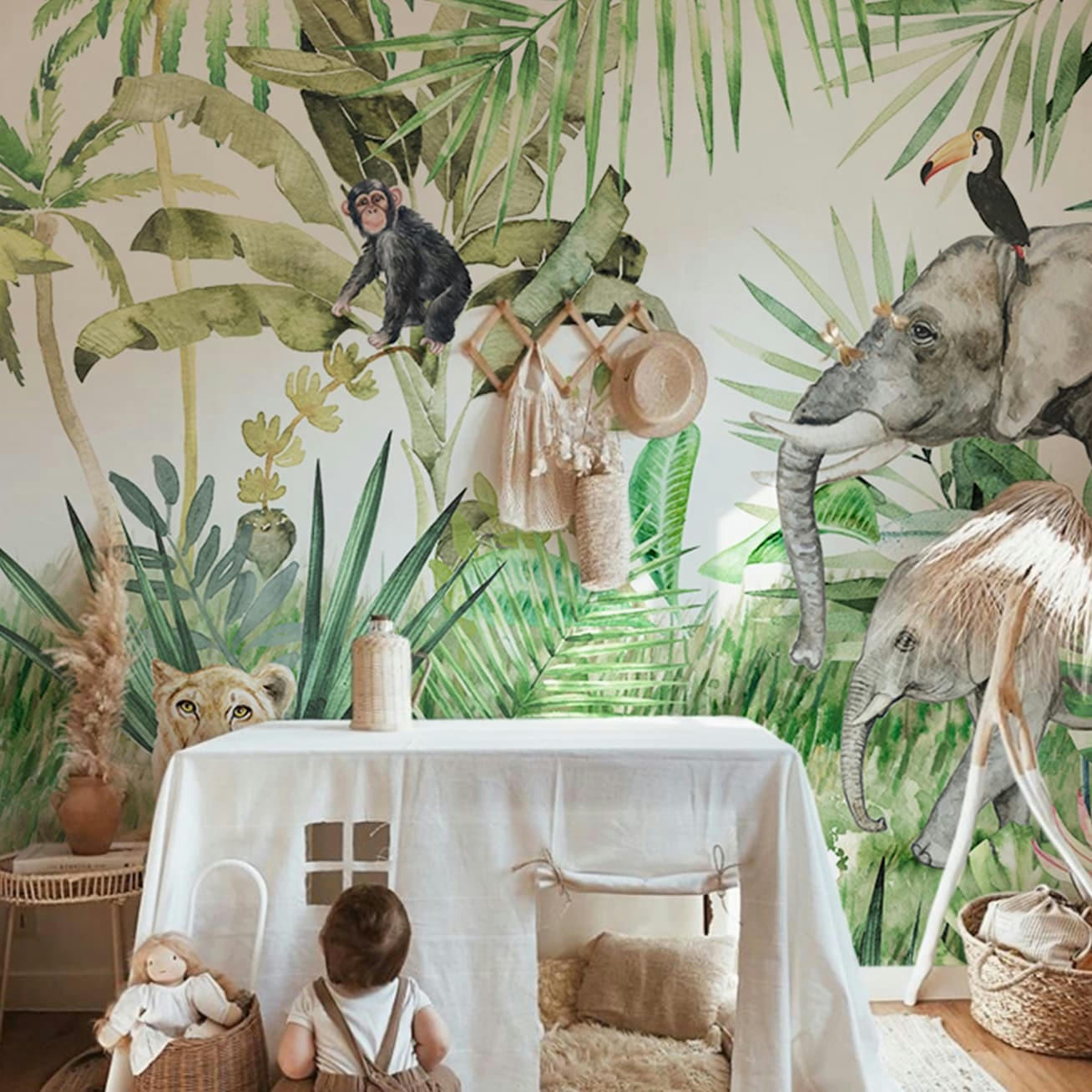 - Papier peint panoramique Animaux dans la jungle 255x260cm