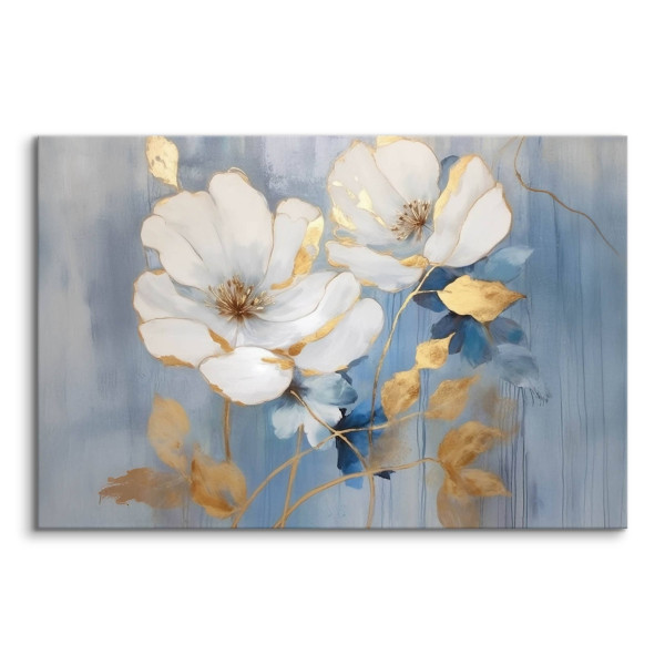 Obraz Białe Akwarelowe Kwiaty W Stylu Glamour 30x20cm