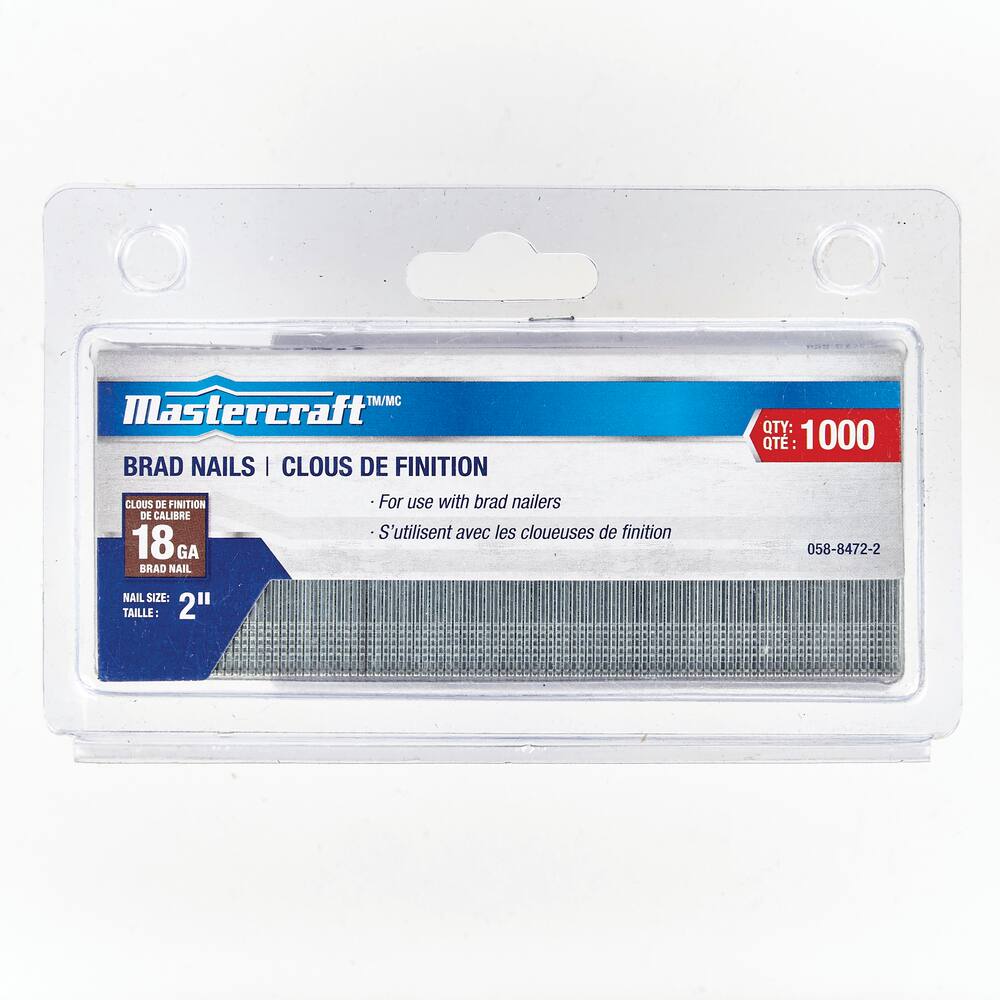 Mastercraft 18-Gauge Galvanized Steel Brad Nails, 2-in, 1000-pc