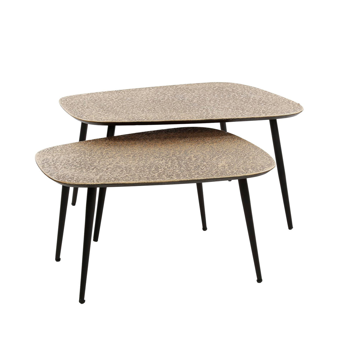 Giga Meubel Salontafel Metallic - Brons Metaal - Set van 2 - 80x70x35cm