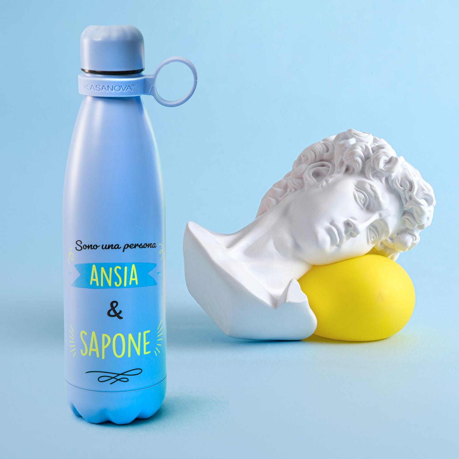 Bottiglia termica 500 ml scritta Ansia e sapone