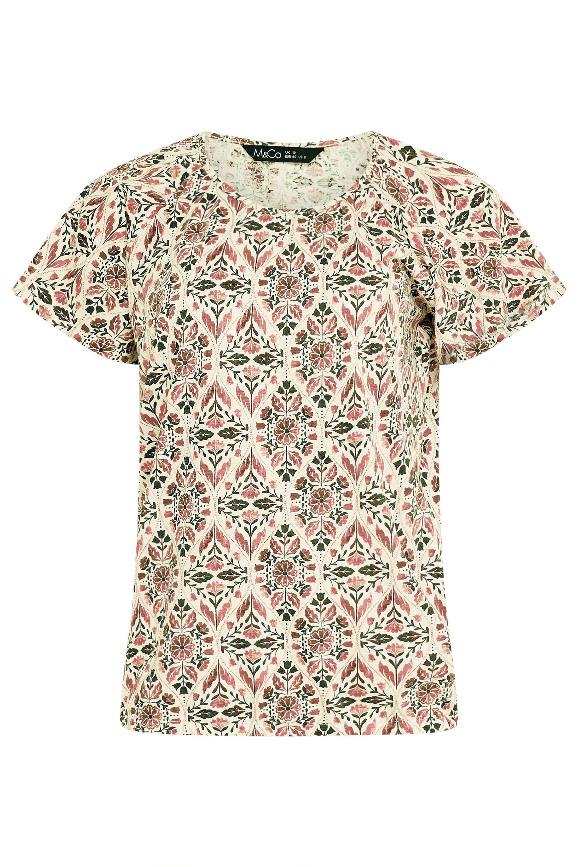 M&Co Floral Cotton Scoop Neck Top