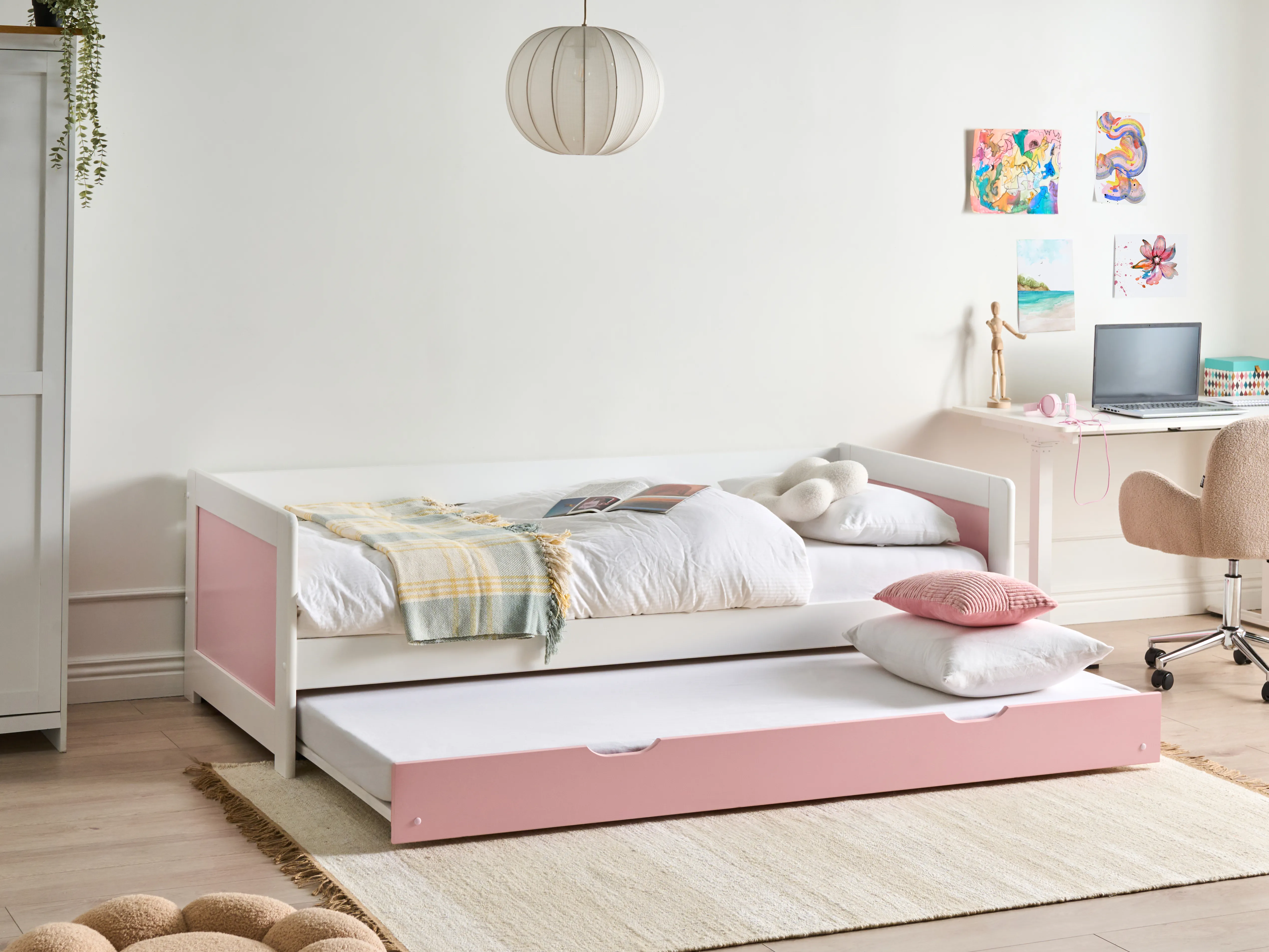 Trundle Bed Pine Wood GRAVELINES 90 x 200 cm (EU Single) Pink