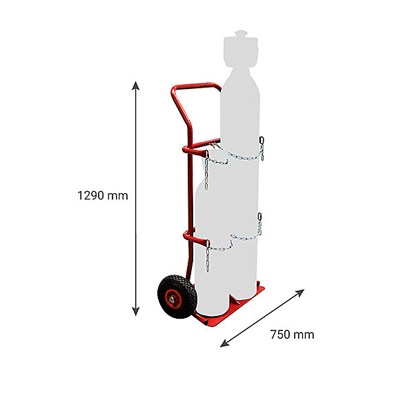 Diable porte bouteille pour poste à souder - 2 bouteilles - Roues pneumatiques - 810000152