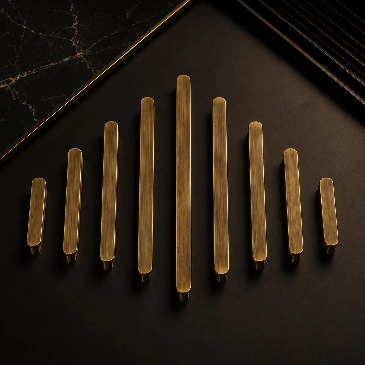 Minimalist Brass Cabinet Handle, Art Deco Drawer Pull, Vintage Luxury Wardrobe and Dresser Hardware