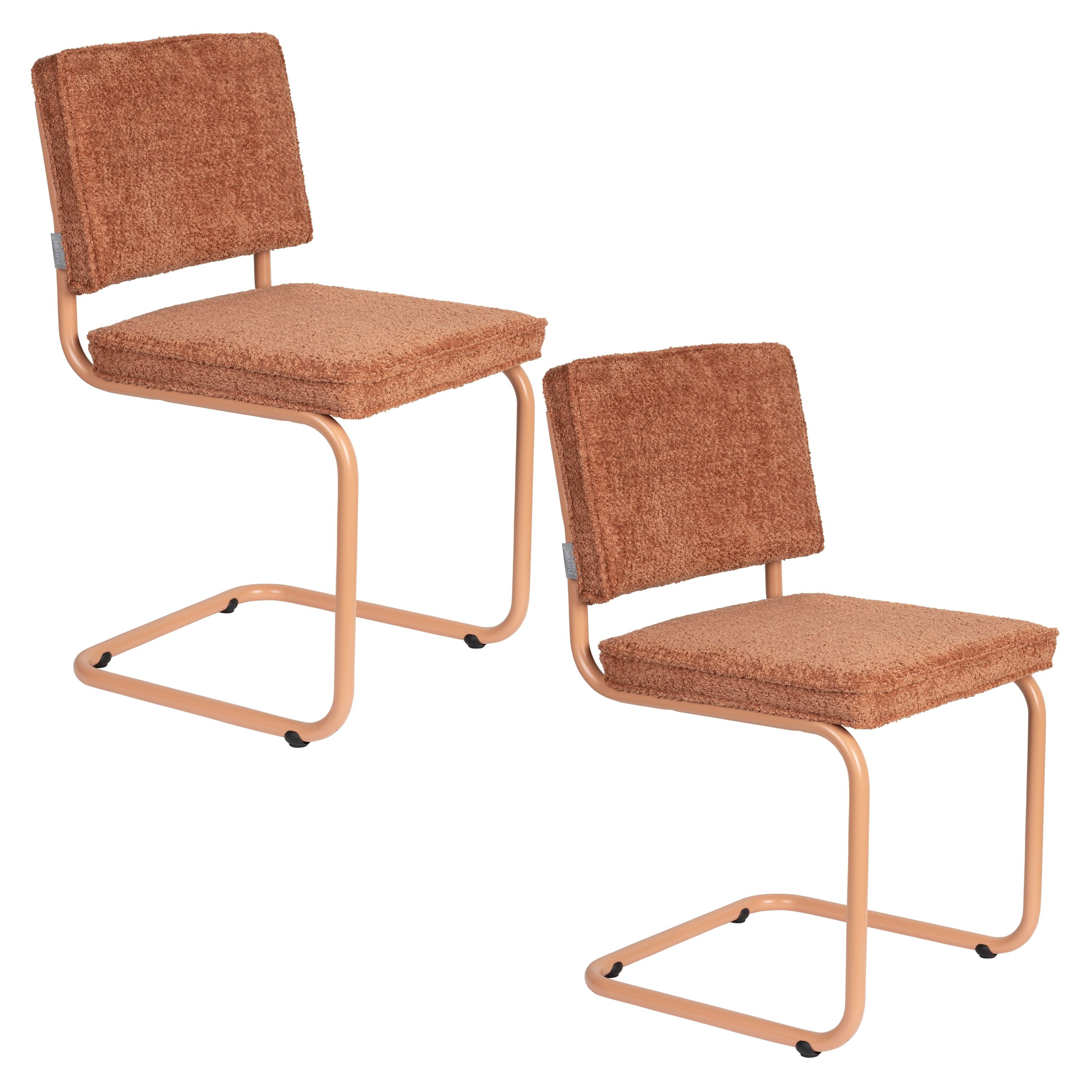 Zuiver Ridge Soft Eetkamerstoelen Terracotta - Set van 2