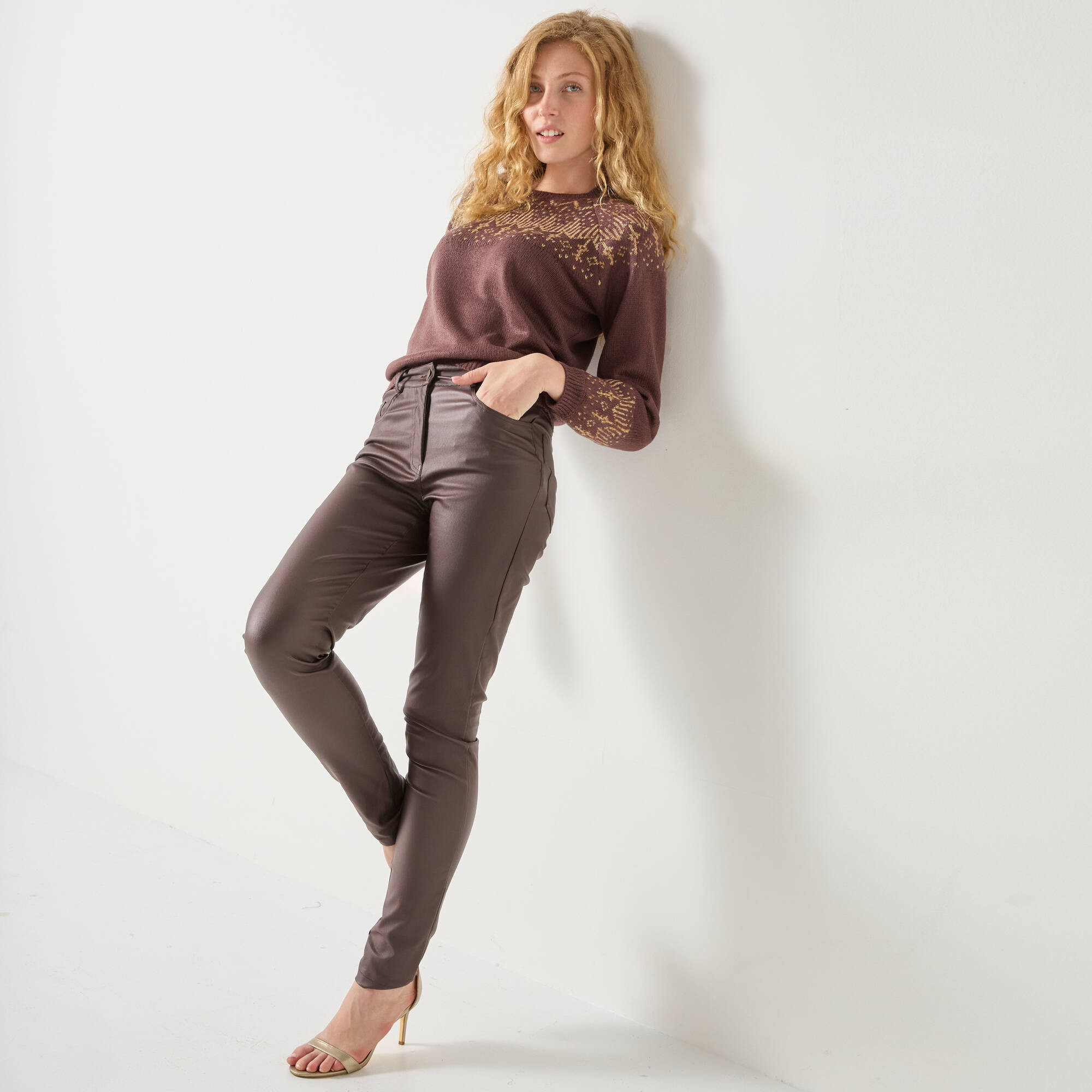 Pull jacquard cuivré