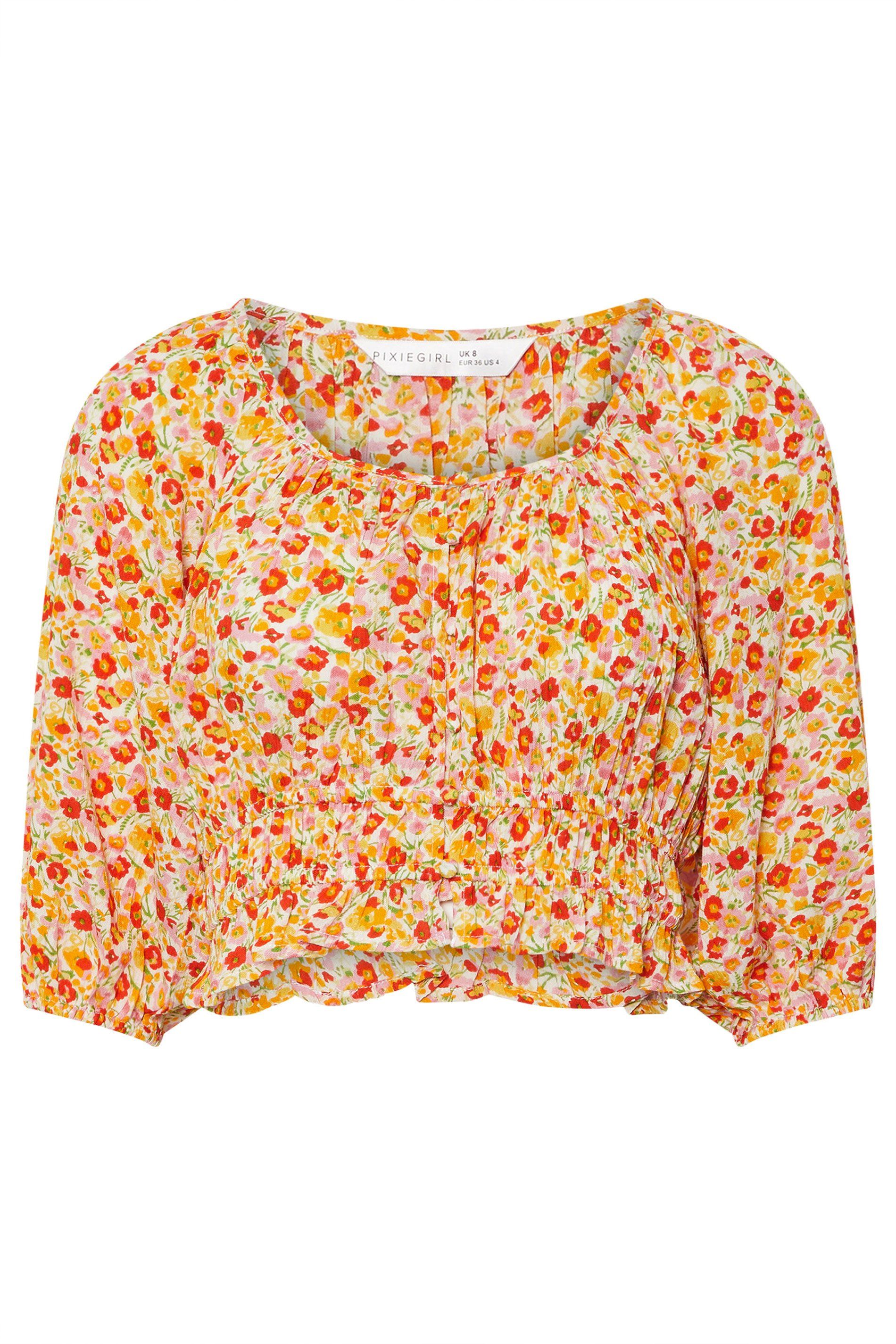 PixieGirl Petite Floral Puff Sleeve Top