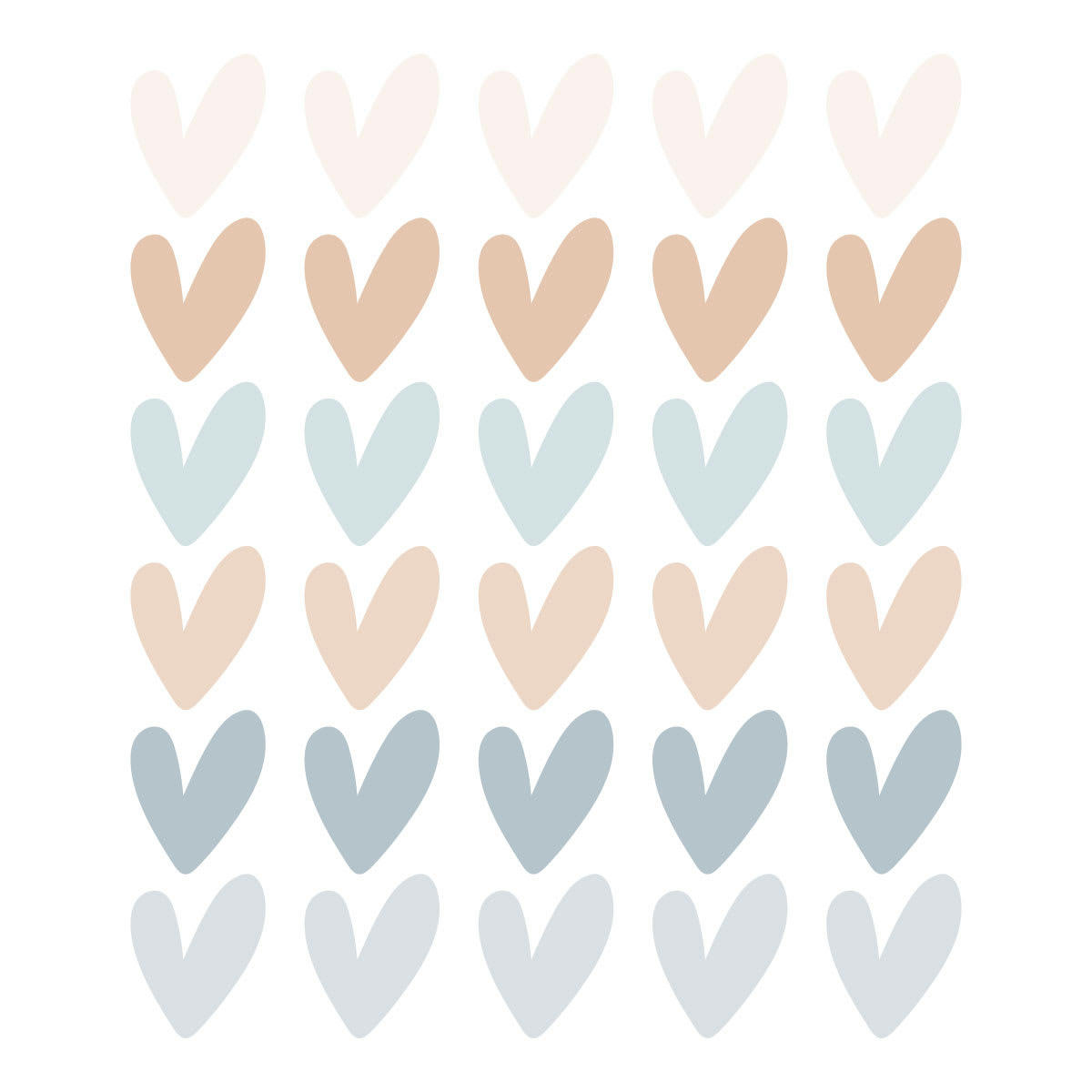 RAINBOWS3 - Stickers muraux en vinyle petits coeurs bleu et beige