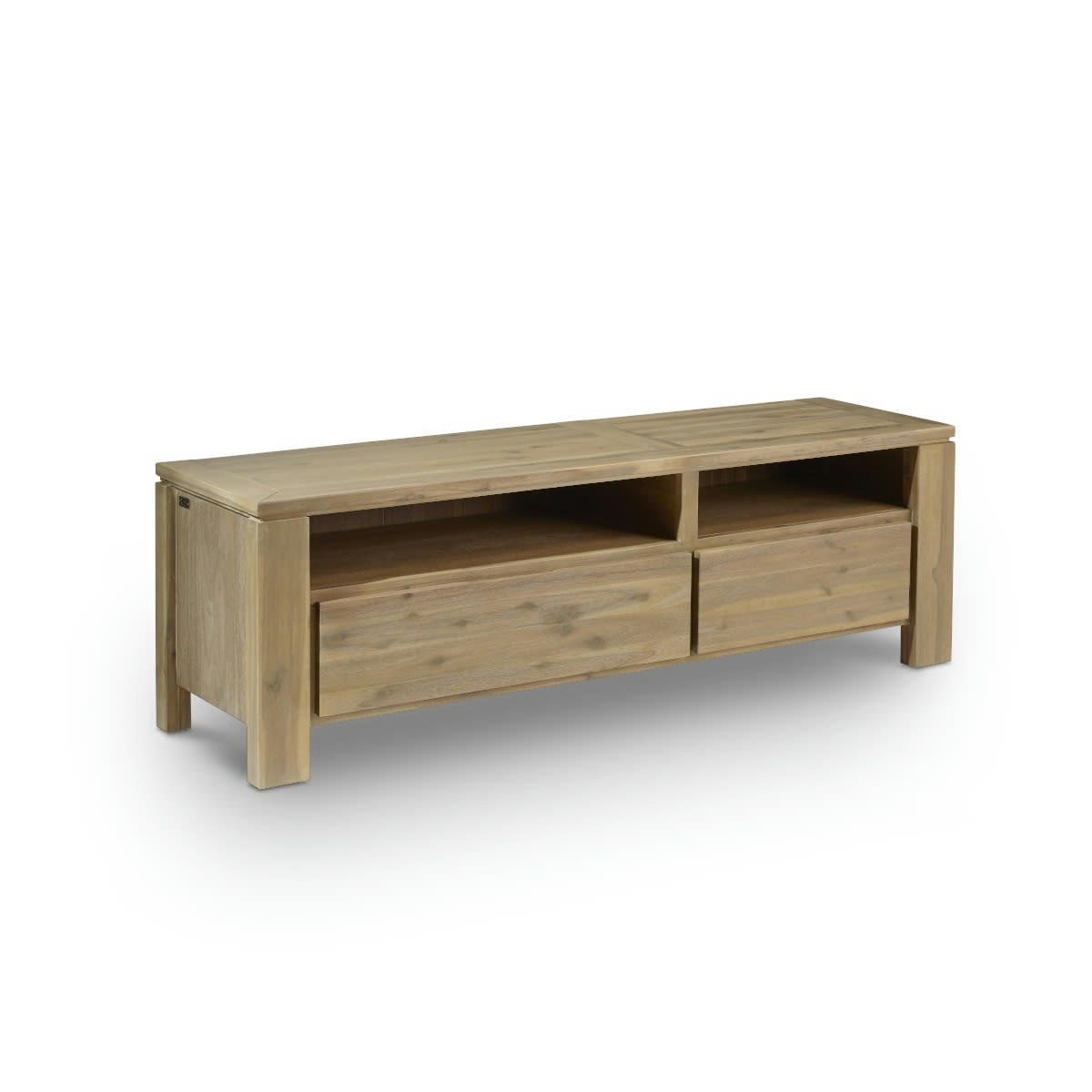 ENZO - Meuble tv 2 tiroirs 2 niches en acacia