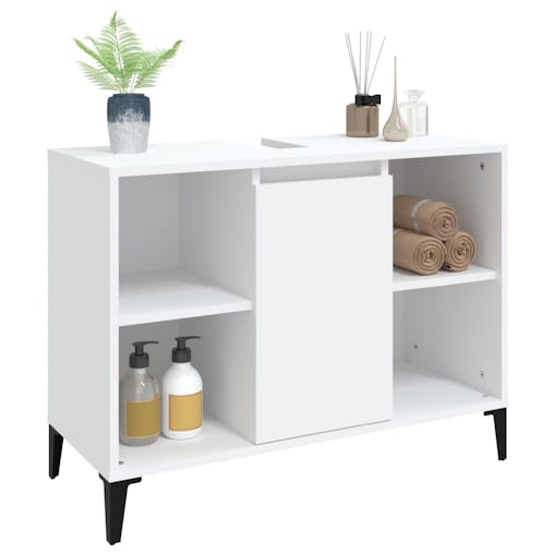 NNEVL Sink Cabinet White 80x33x60 cm Engineered Wood