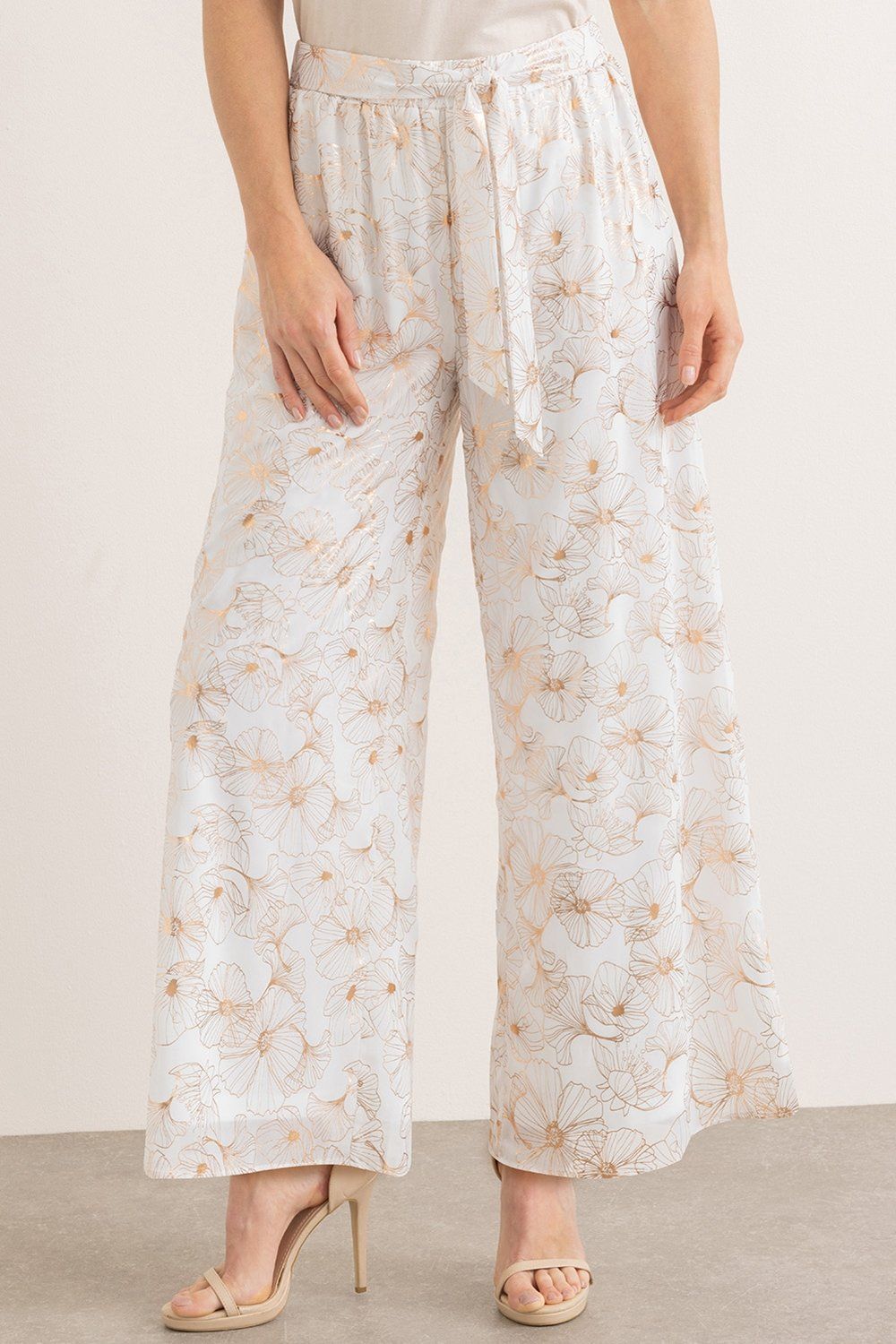 Klass. Floral Foil Print Wide Leg Trousers