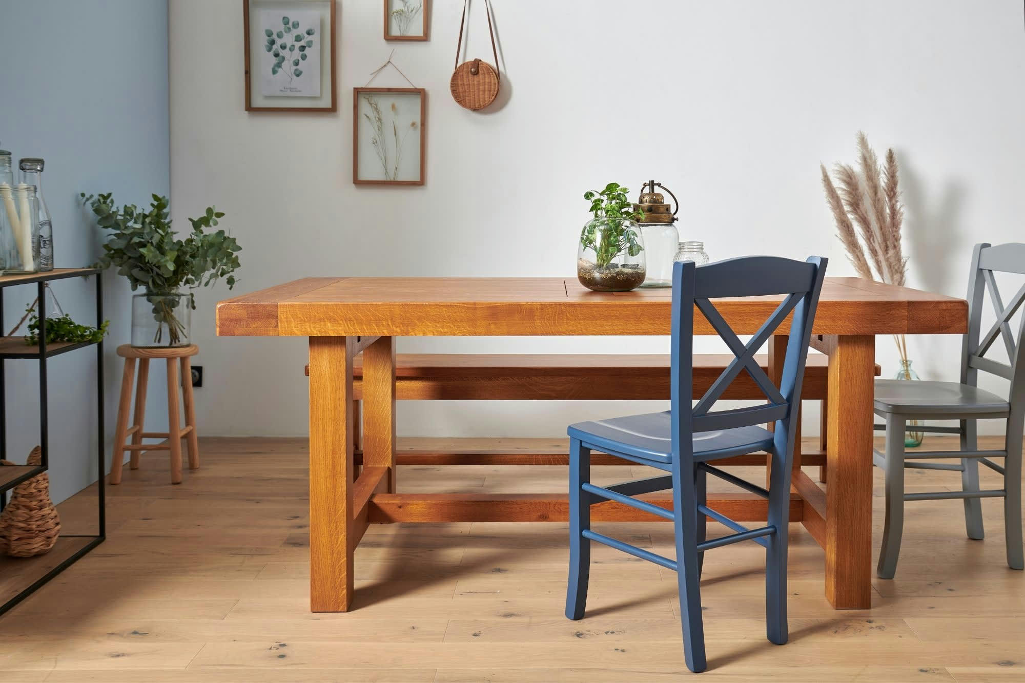 LA BRESSE - Table de ferme campagnarde bois chêne massif L180