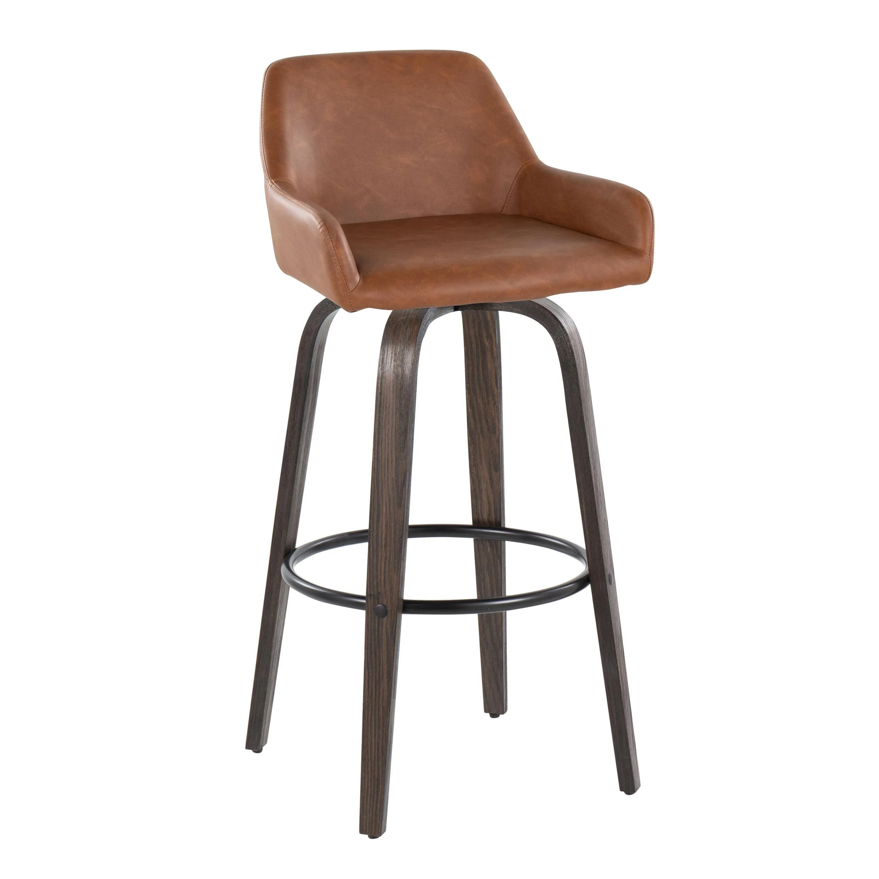 Porch & Den Galotti 30 Fixed-Height Bar Stool with Bent Wood Legs & Round Footrest (Set of 2)