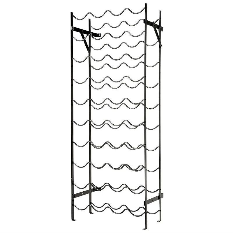 Black Metal 40-Bottle Wine Rack with Wall Anchors - 15W x 8D x 39.5H inches