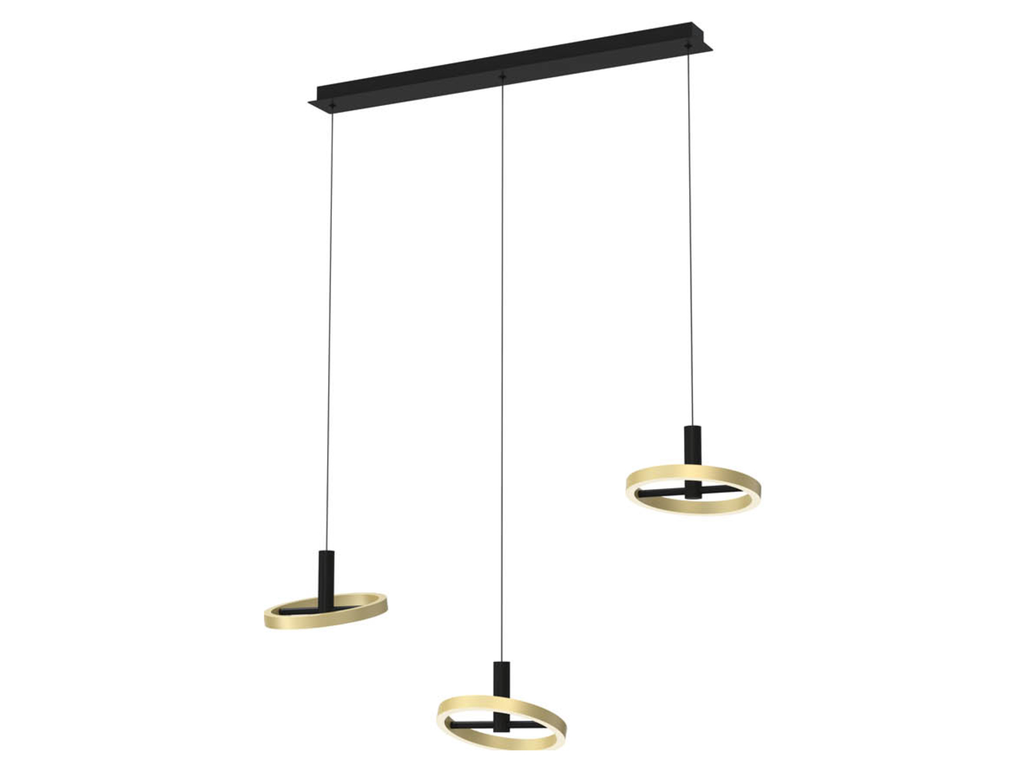 Lampa wisząca Brest LED 3-punktowa ze ściemniaczem czarno-złota