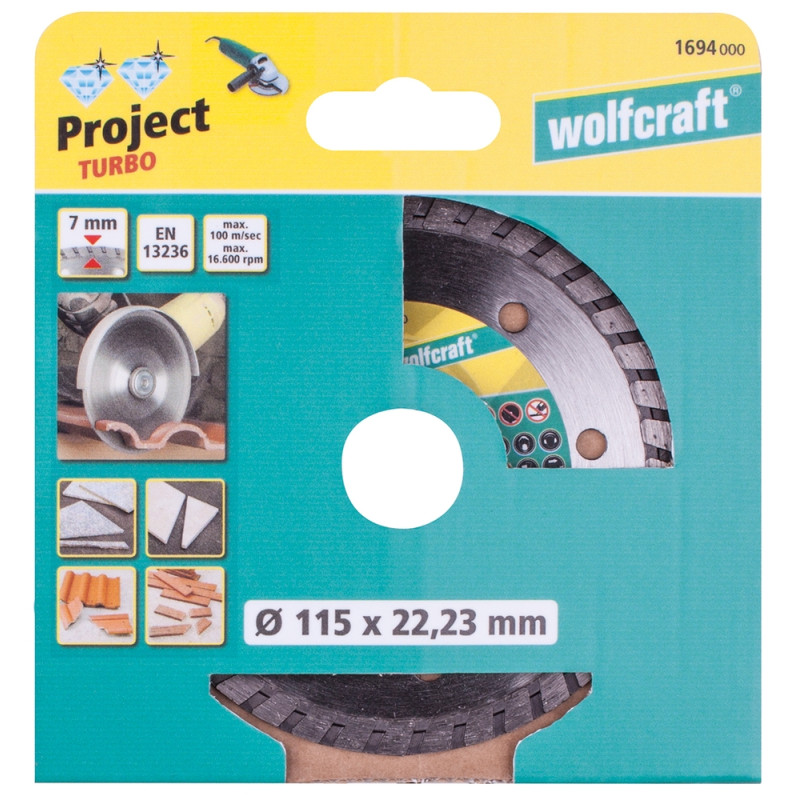 Disque à tronçonner Project Turbo en diamant Ø 115 mm WOLFCRAFT