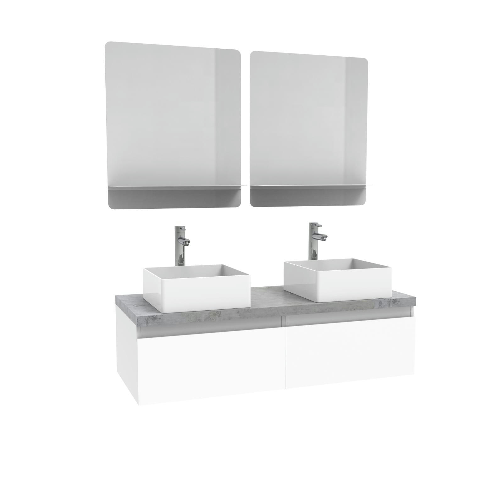 WILL - Meuble de salle de bain avec 2 vasques et 2 miroirs WILL
