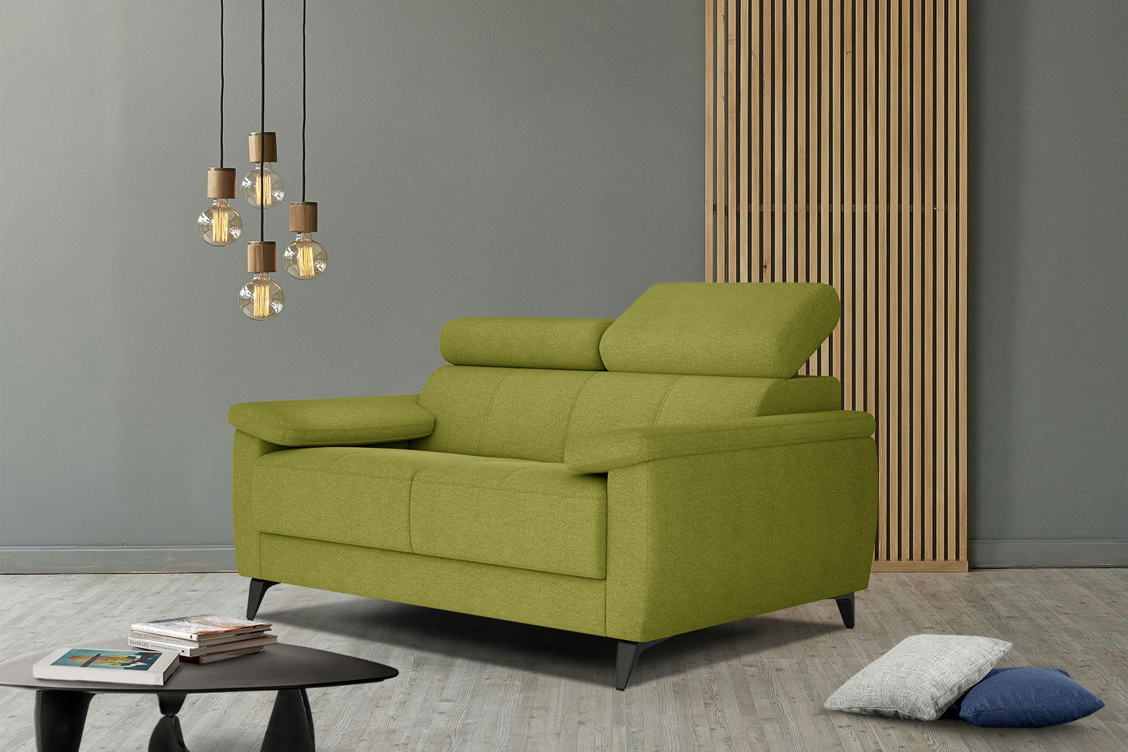 TAUNUS - Canapé droit 2 places tissu citron vert