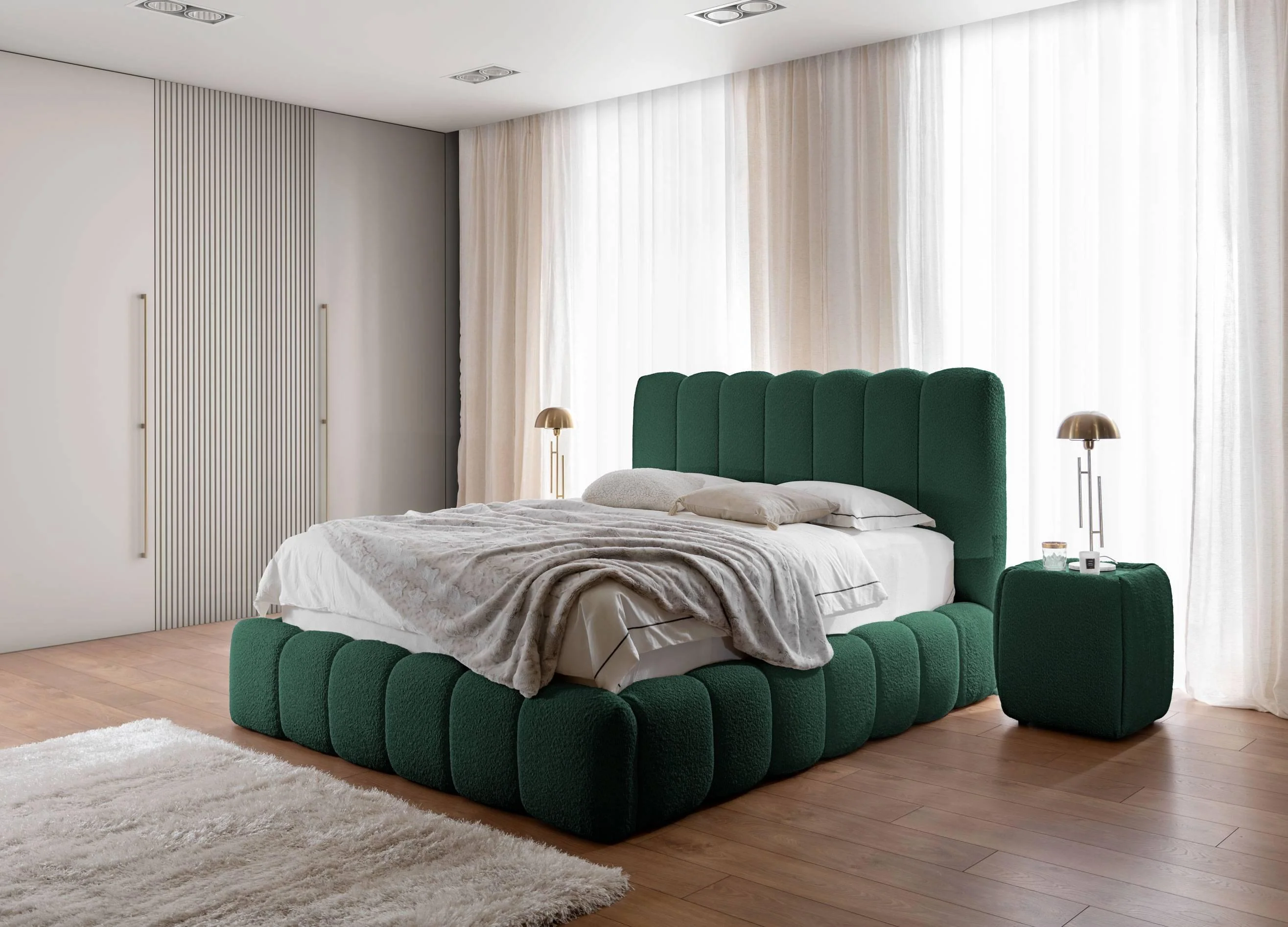 Bedframe Cisco bouclé met opbergruimte 180 x 200 cm