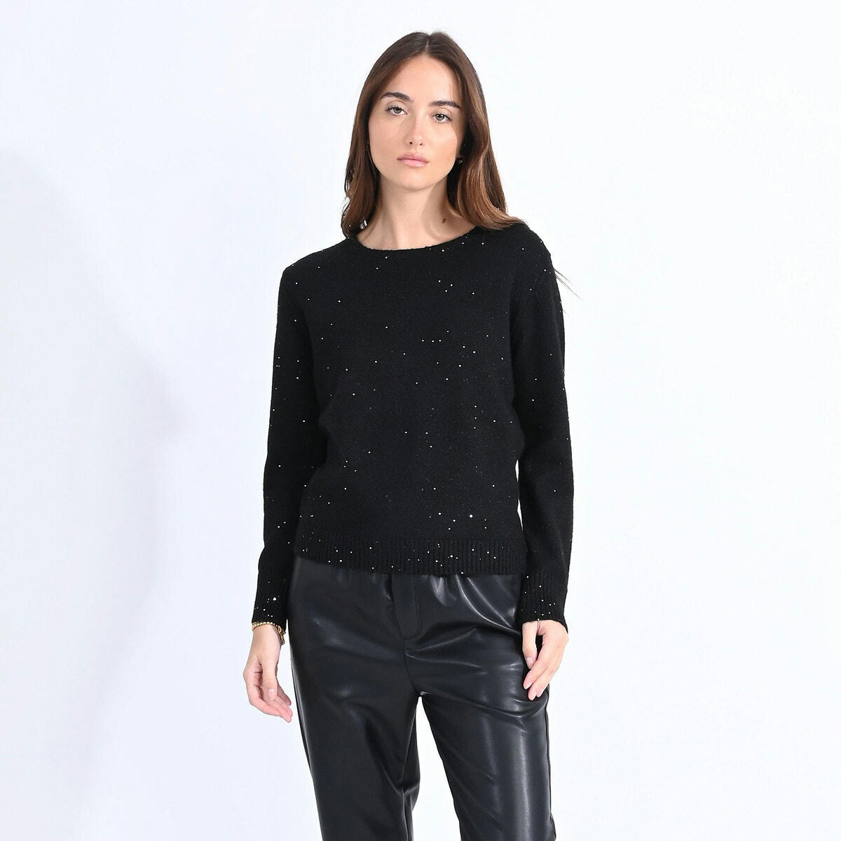 Pull  col rond à strass