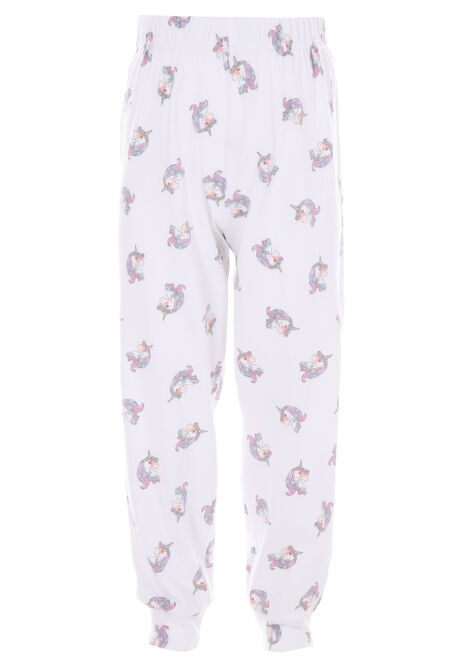Younger Girls Pink Heart Unicorn Long Sleeve Pyjama Set