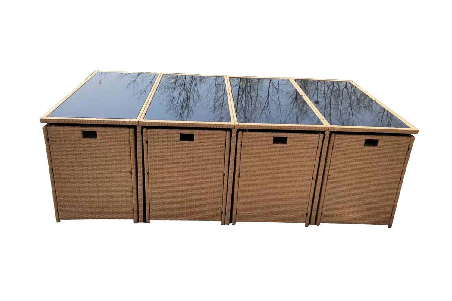 FLORIDA - Salon de jardin résine tressée naturel 12 places