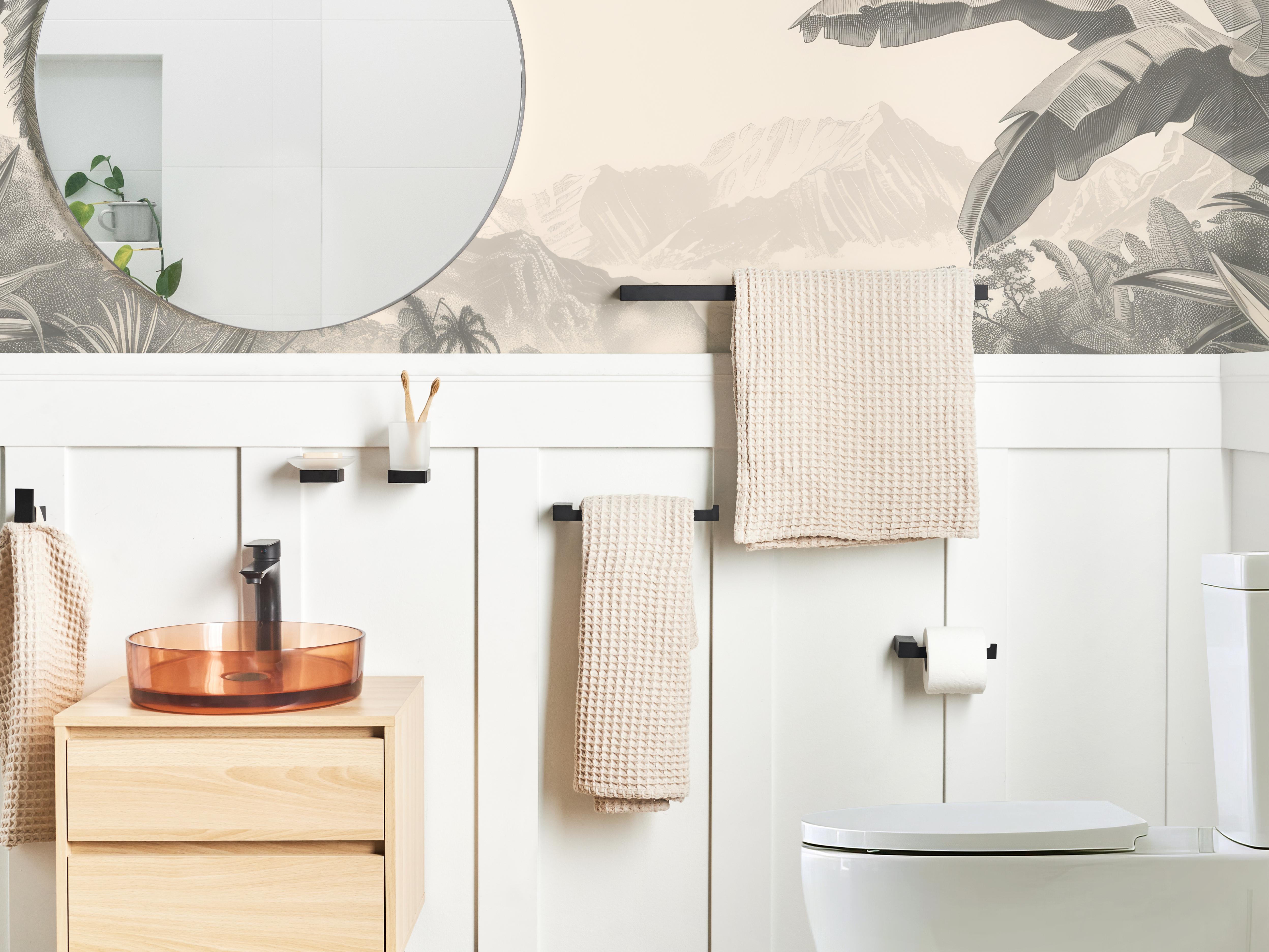6-Piece Bathroom Hardware Set TUMACO with Towel Bars and Hooks Black