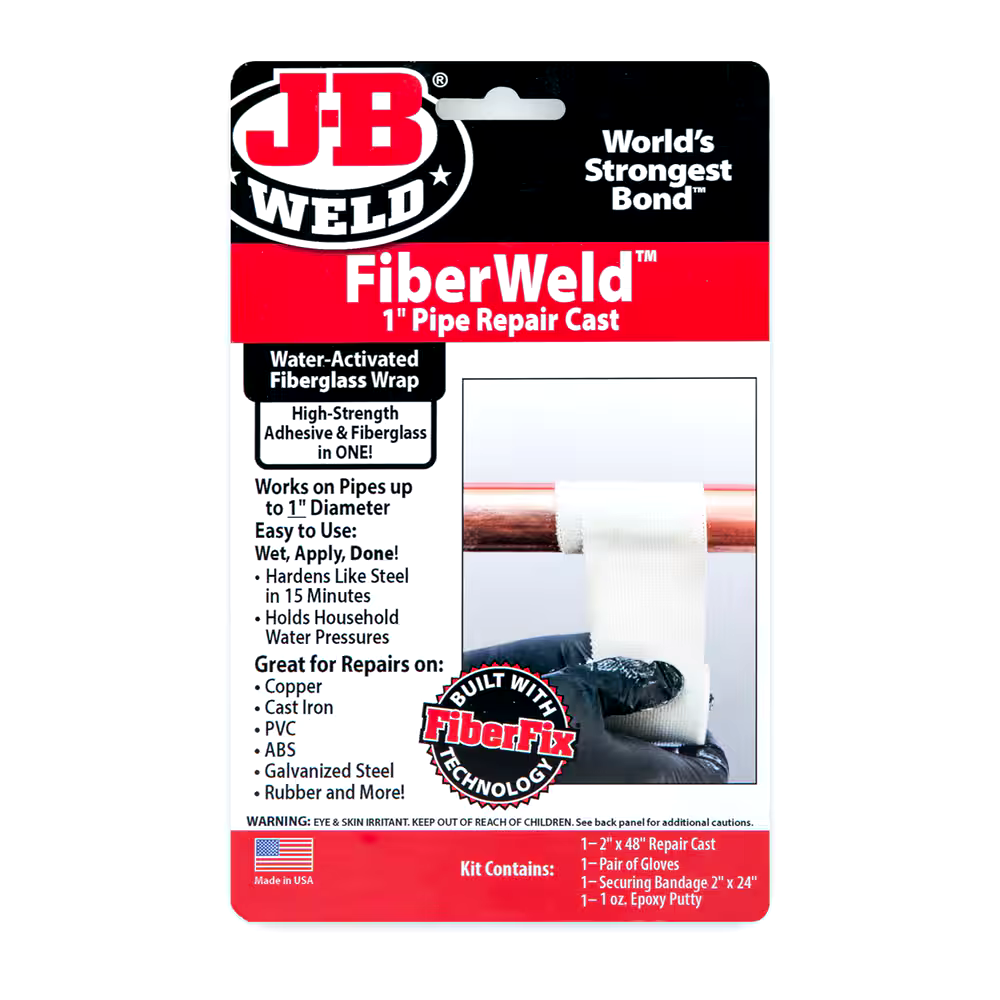 J-B Weld Fiber Weld 1-Inch Pipe Repair Cast, Water-Activated Fiberglass Wrap, 2 x 48-in