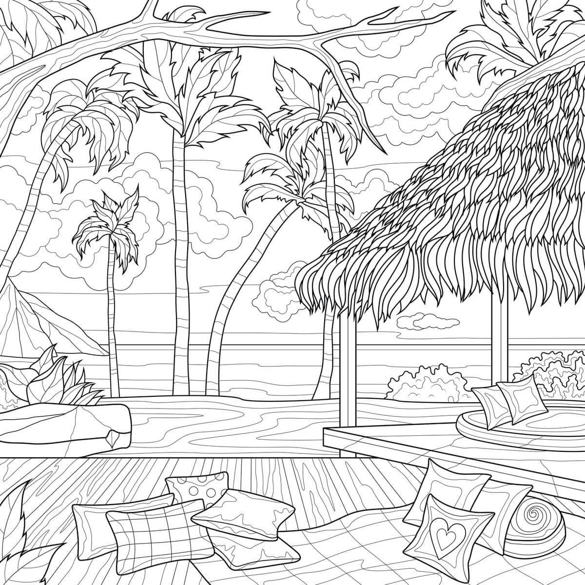 ILLUSTRATION - Tableau sur toile bord de mer à colorier 30x30 cm