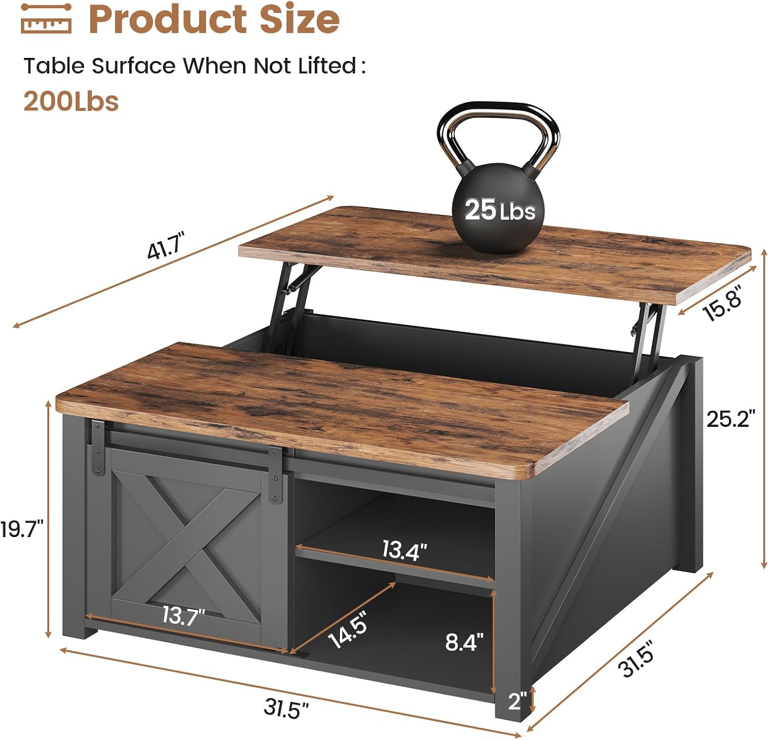 SEDETA 31.5 Lift Top Coffee Table with Storage, Square Coffee Tables for Living Room, Farmhouse Coffee Table with Large Hidden Storage Compartment and Adjustable Shelves, Black