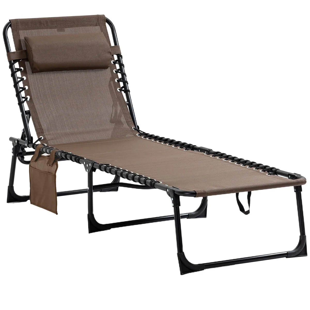 Reclining Chaise Lounge Chair, Portable Sun Lounger, Folding Camping Cot