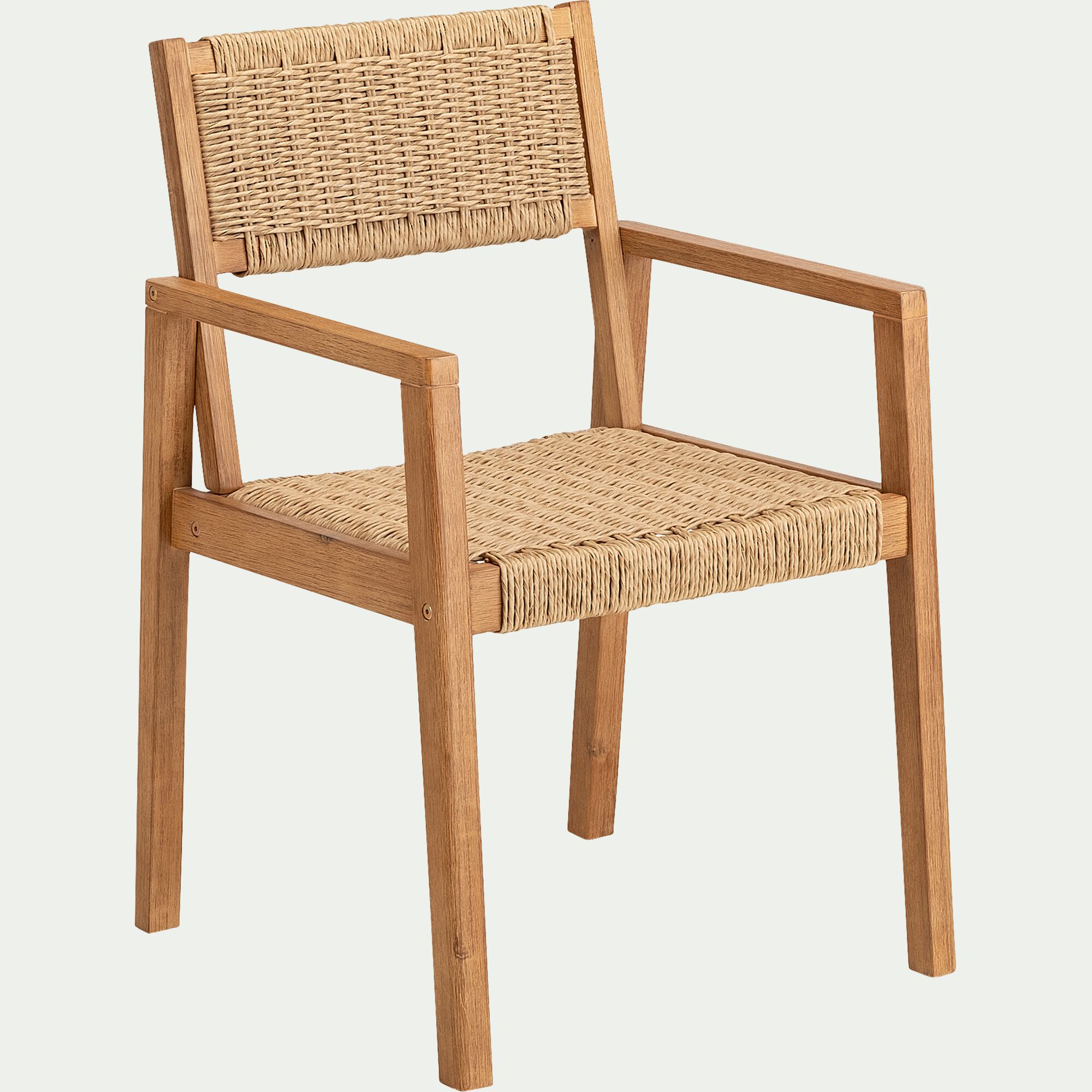 CHICOULA - Chaise de jardin avec accoudoirs en acacia - bois foncé